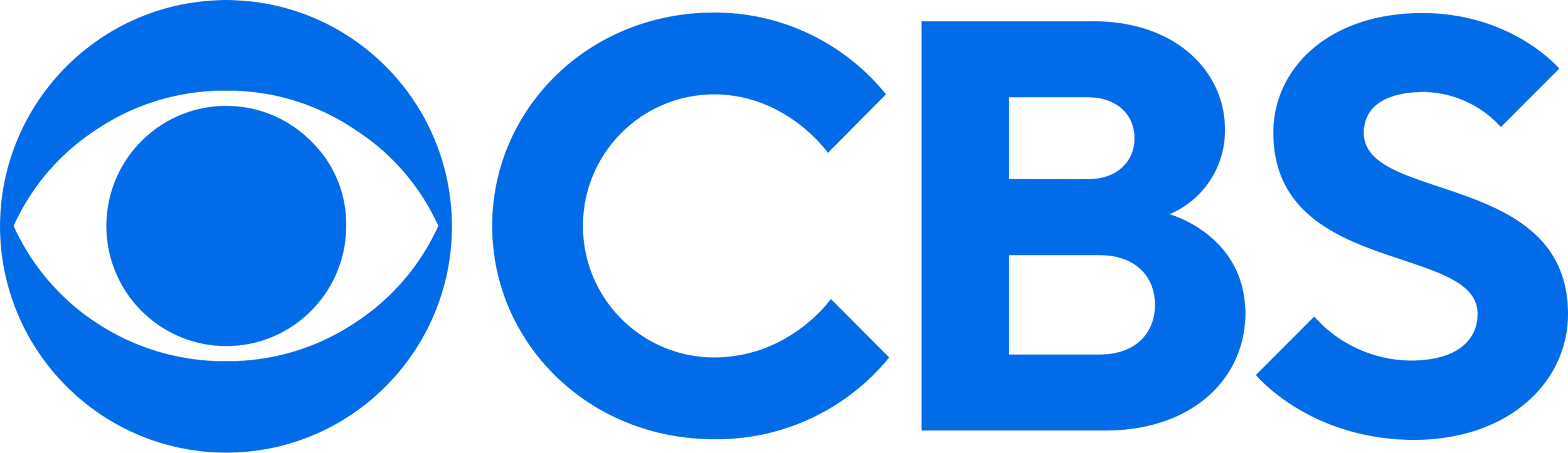 The CBS logo in blue and black.