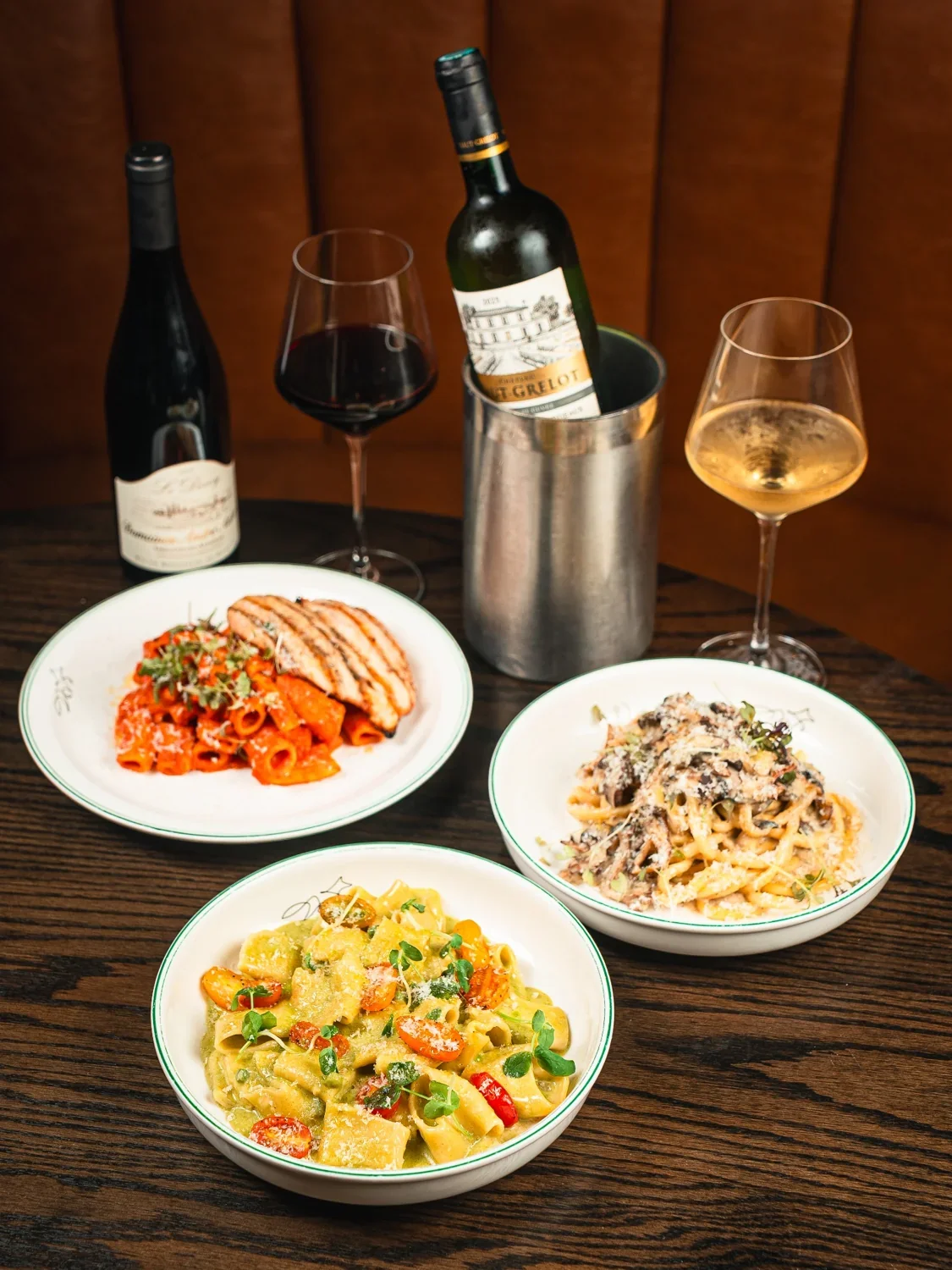 Red and white wine with pasta dishes at The Fortunate Fox