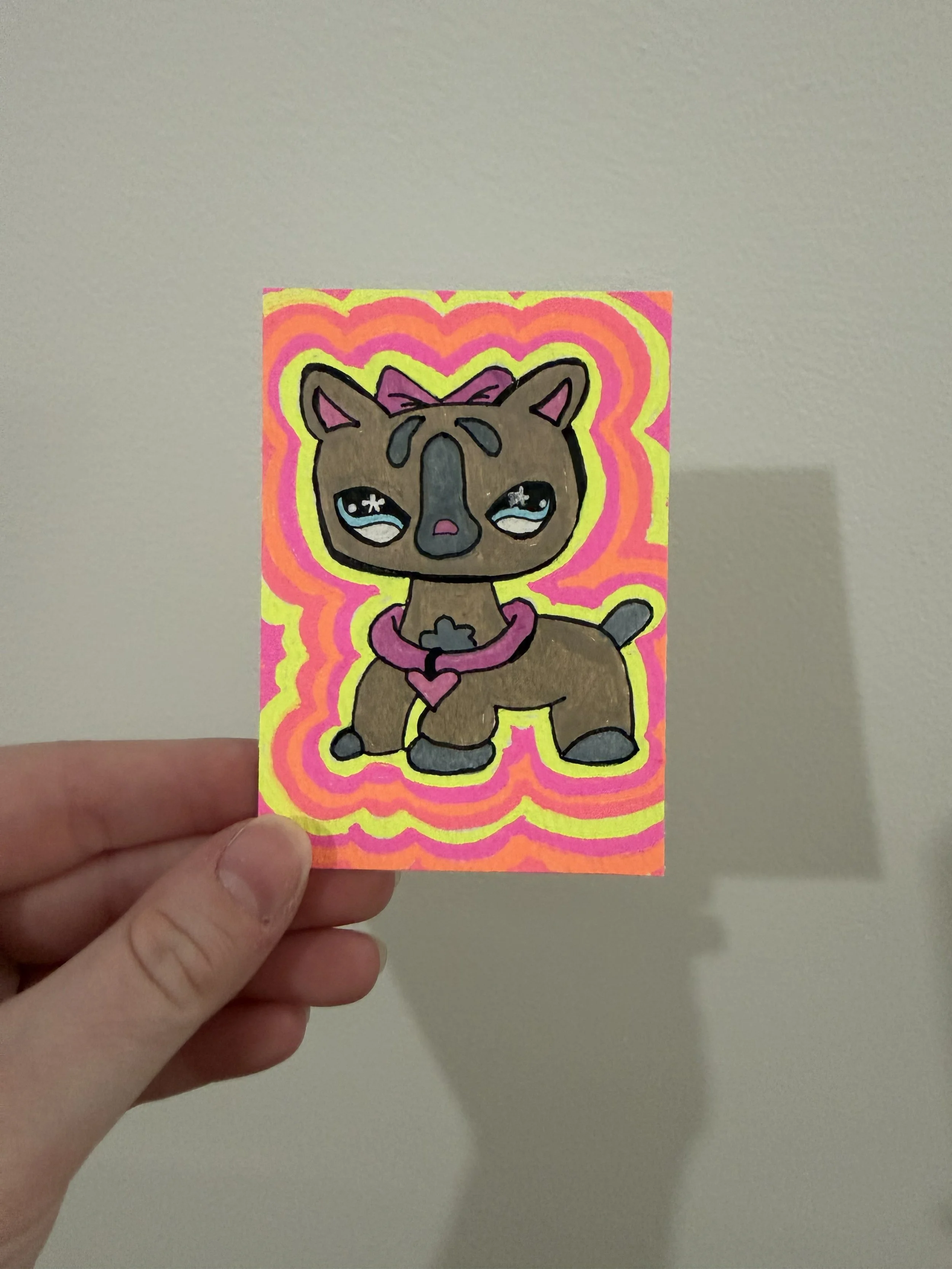"2000s Nostalgia Toys" Collection - Littlest Pet Shop Inspired (ACEO Original Art Card)