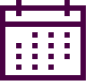 A simple icon of a calendar with grid lines representing dates.