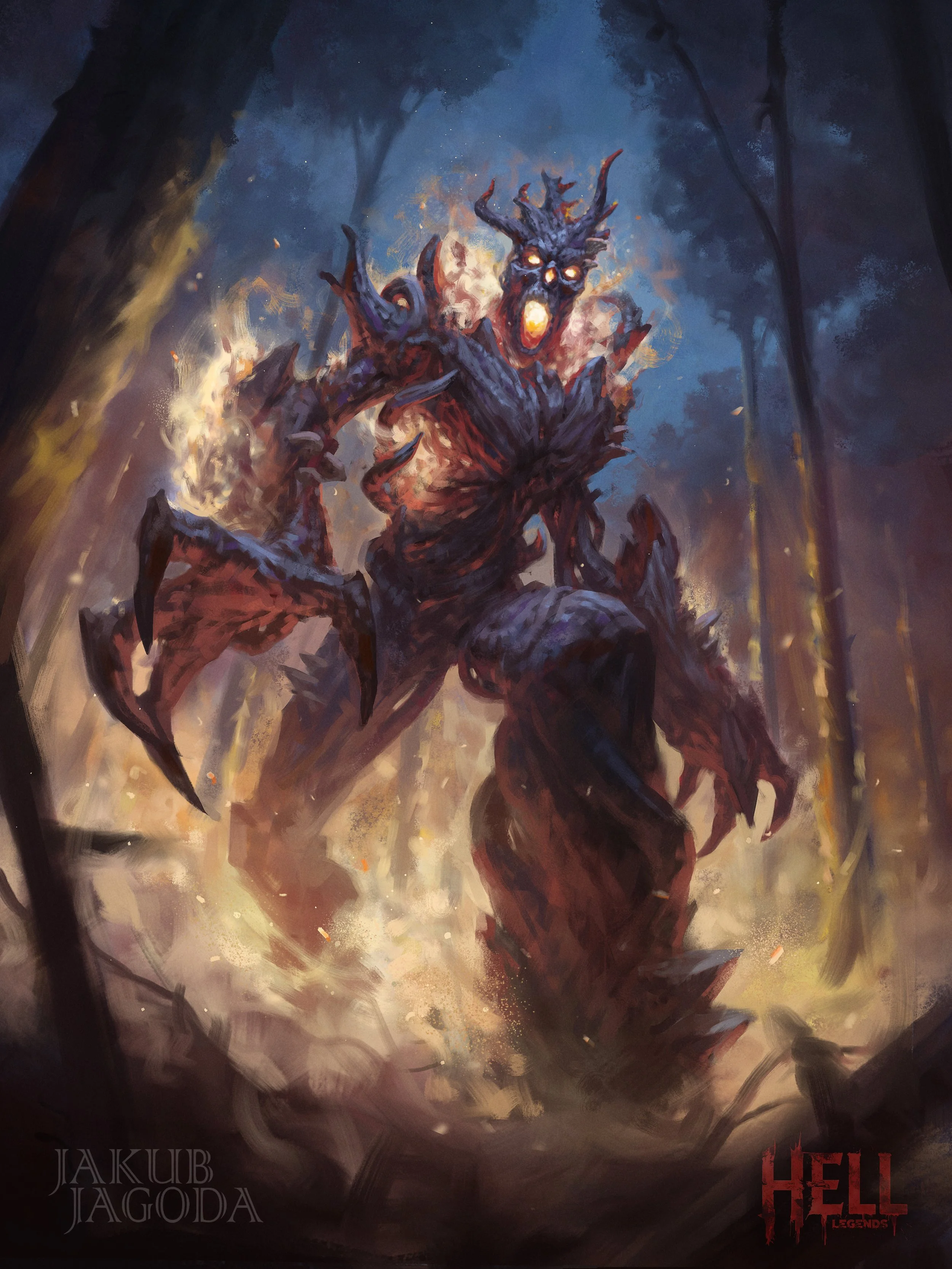 Fire Giant – dark fantasy character illustration by Jakub Jagoda for HELL: Legends