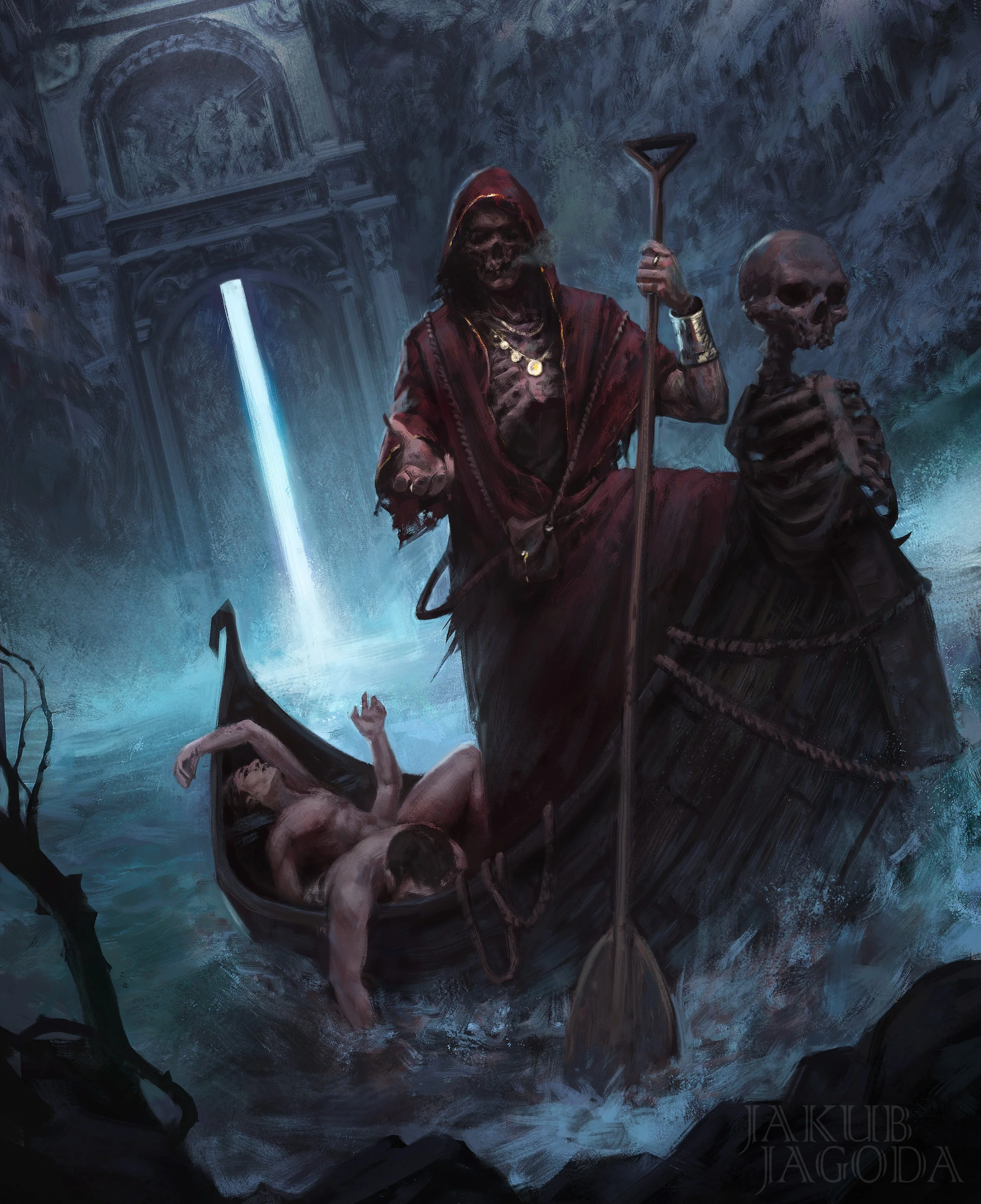 Charon – dark fantasy creature illustration by Jakub Jagoda