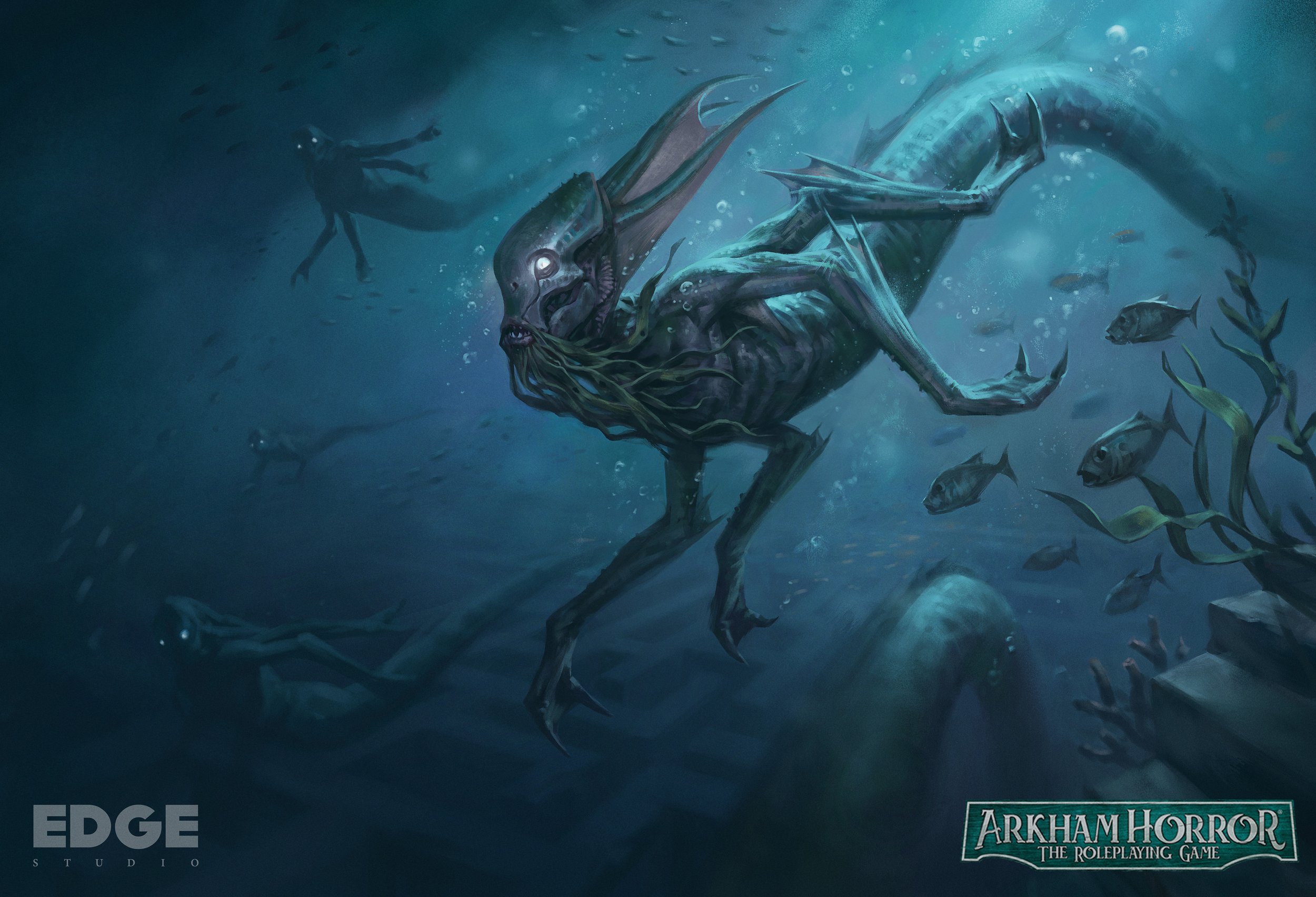 Gnorri - dark fantasy horror creature illustration by Jakub Jagoda for Arkham Horror RPG: Thompson Files.