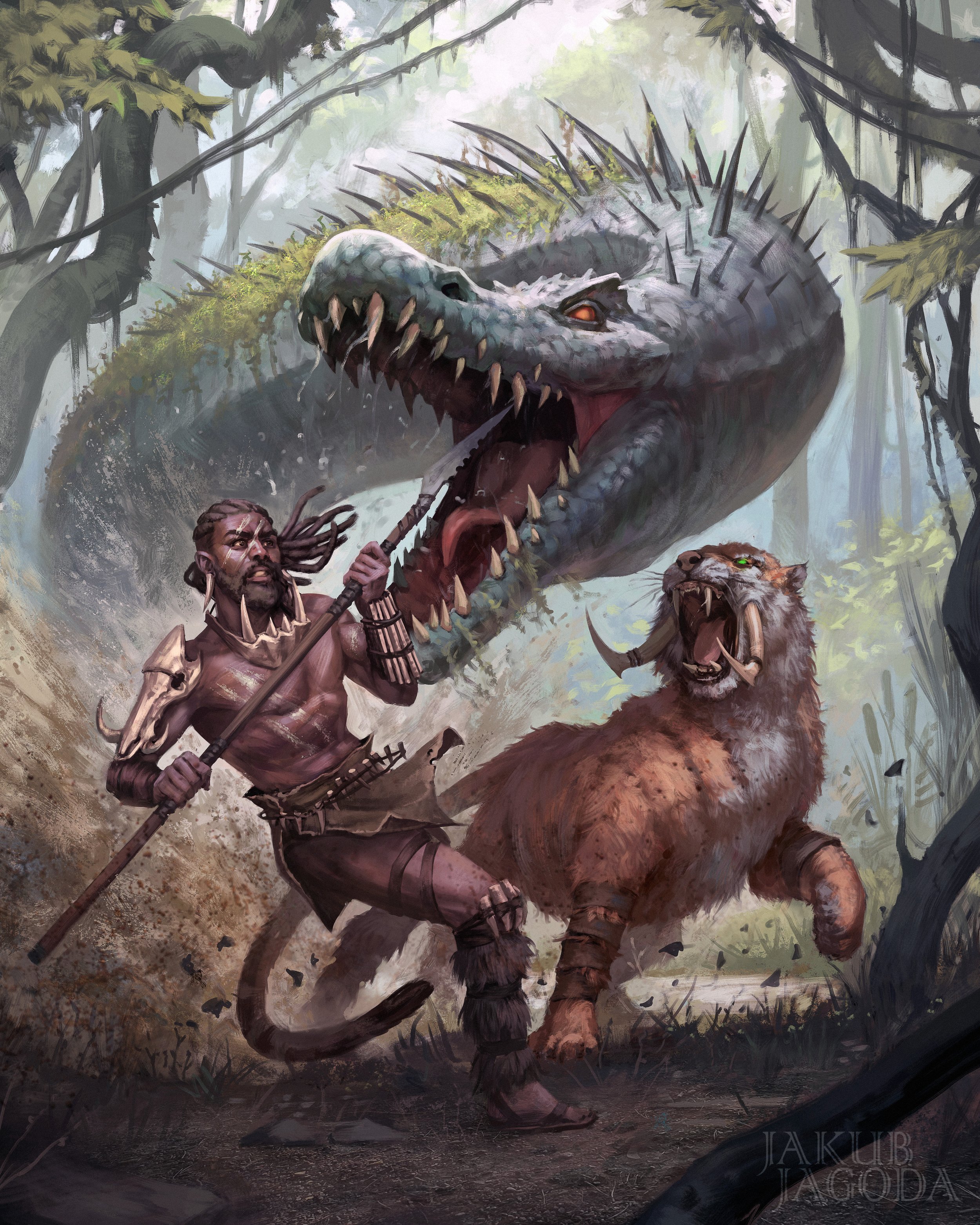 The Beastmaster's Last Stand – fantasy illustration by Jakub Jagoda