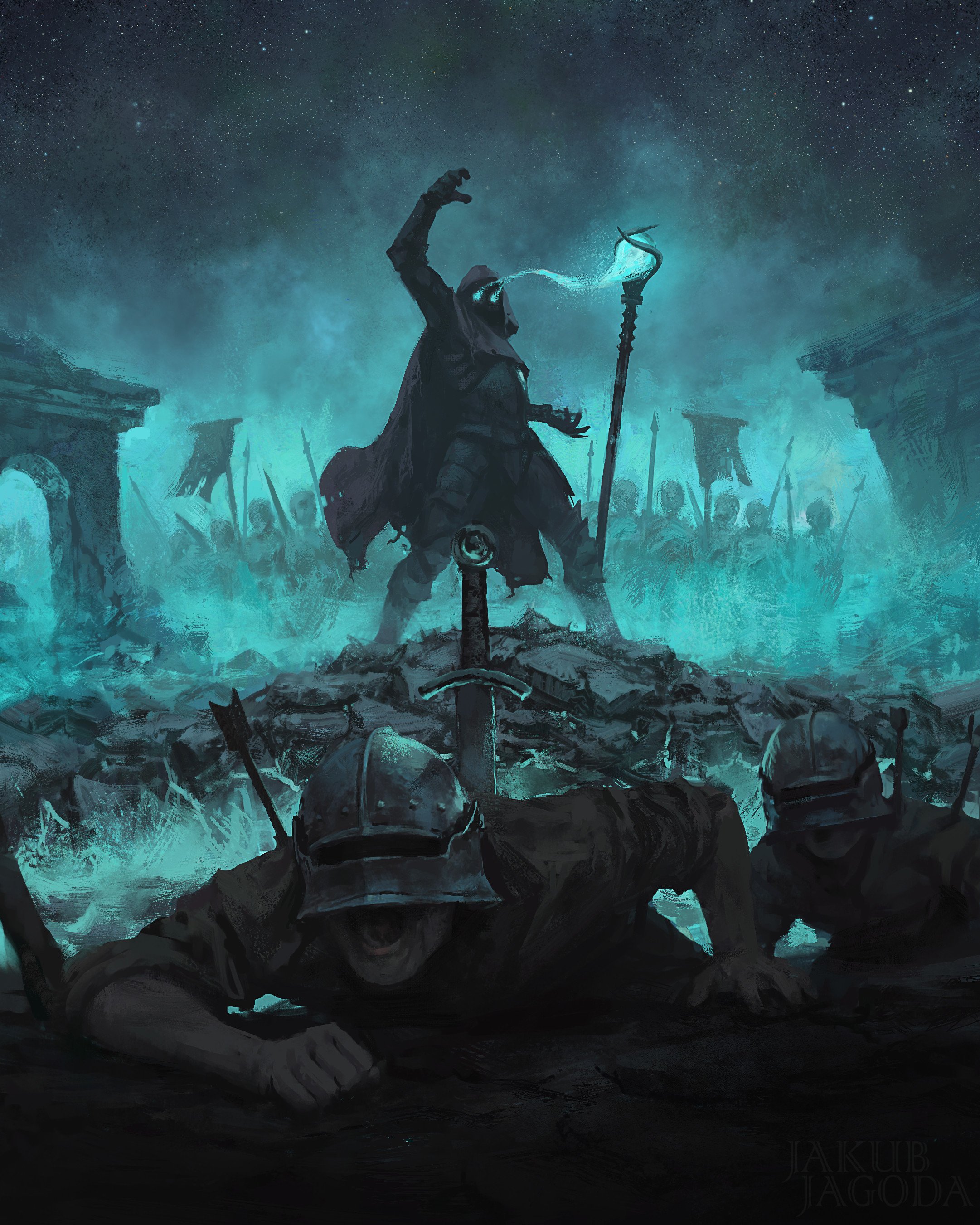 The Mad King of Old – dark fantasy illustration by Jakub Jagoda