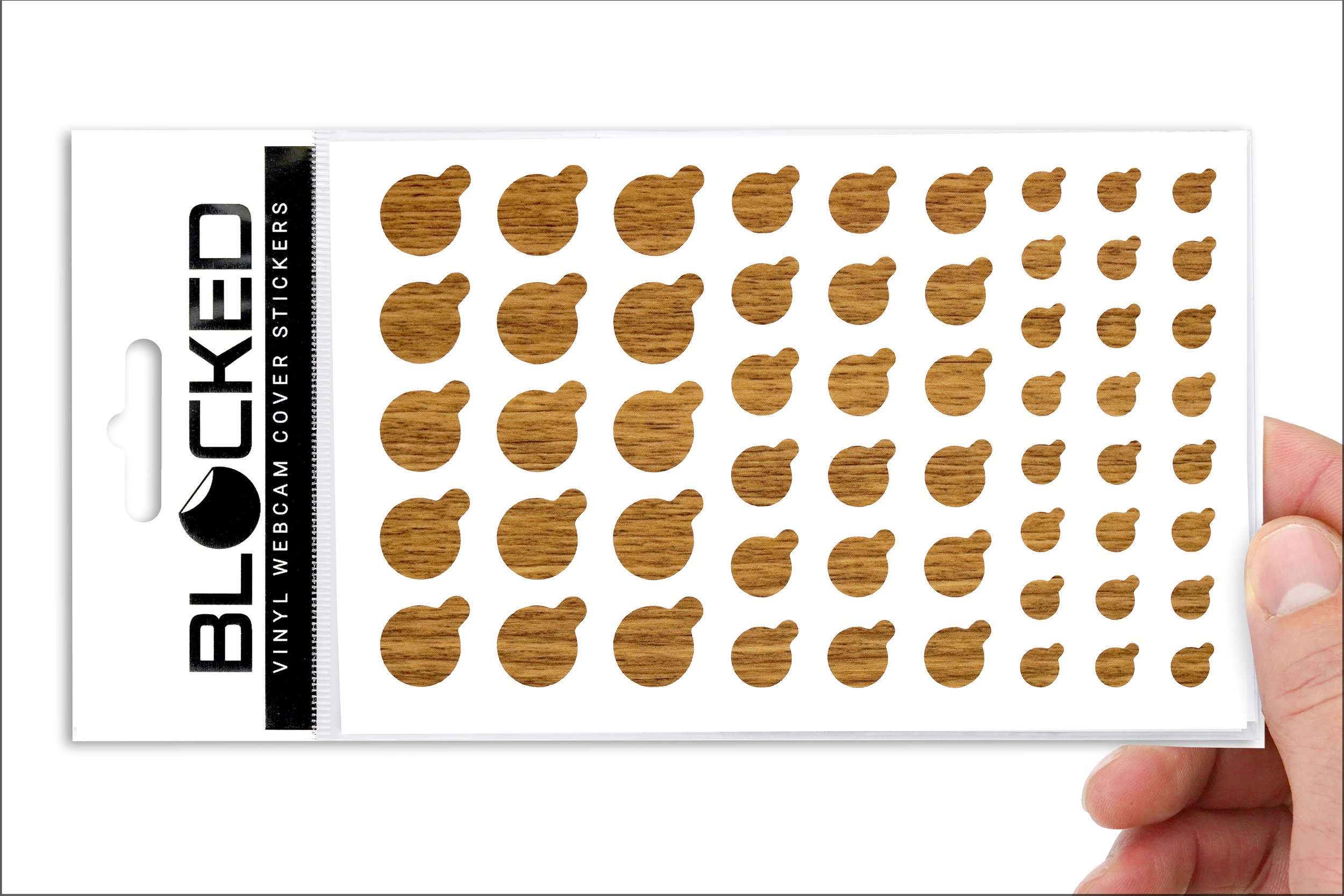 BLOCKED X2 Thicker Tabbed Webcam Covers - 57 Tabbed Wood Grain