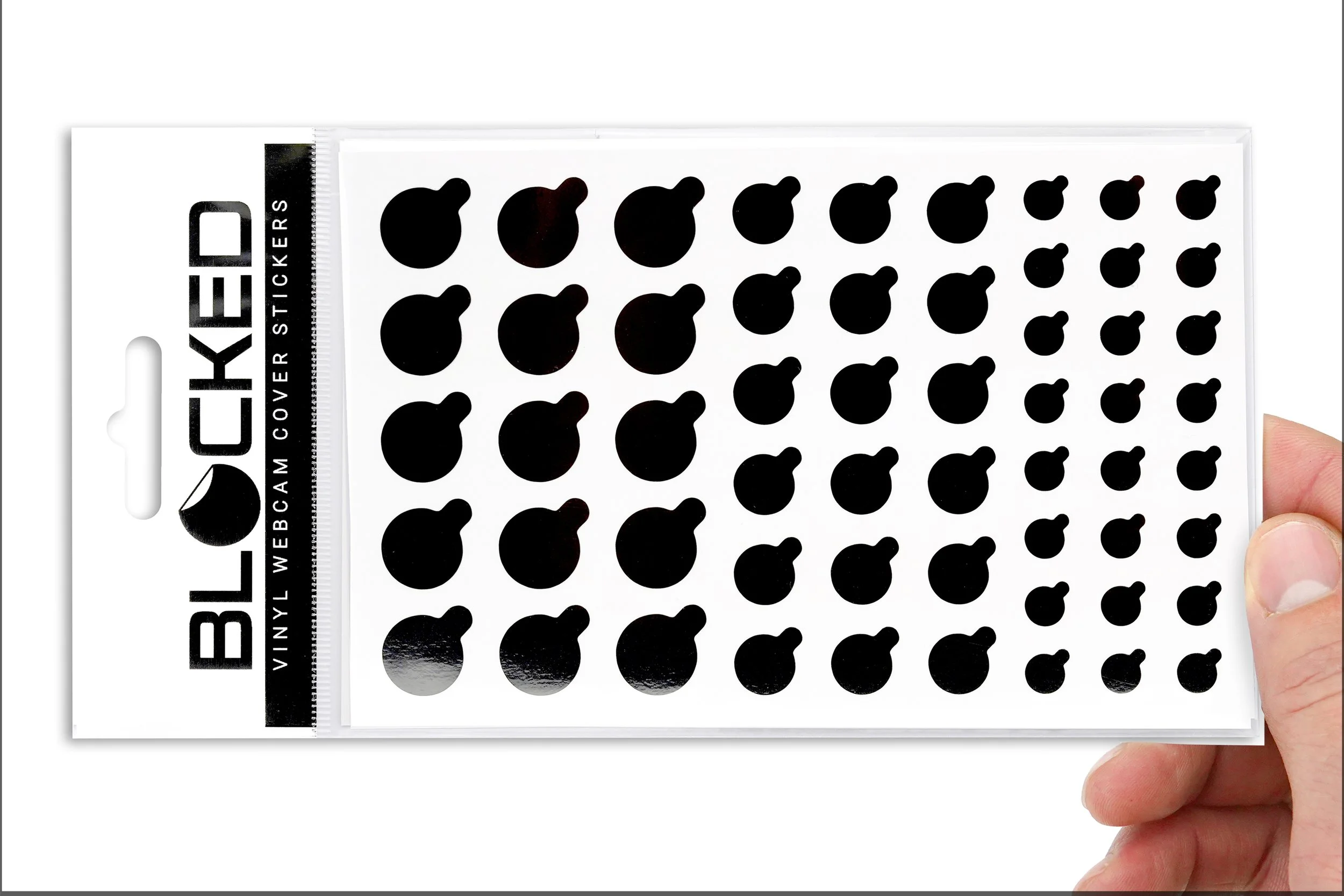 BLOCKED Tabbed Webcam Covers - 57 Tabbed Black (Ultra Glossy)