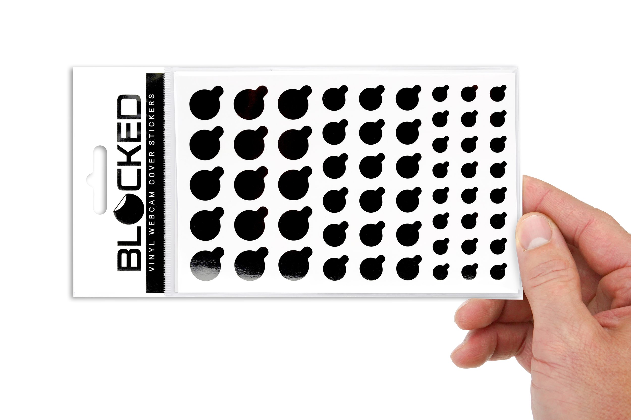BLOCKED X2 Thicker Tabbed Webcam Covers - 57 Tabbed Black (Ultra Glossy)