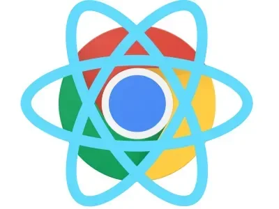 Stylized atom symbol with colorful globe and orbit lines.