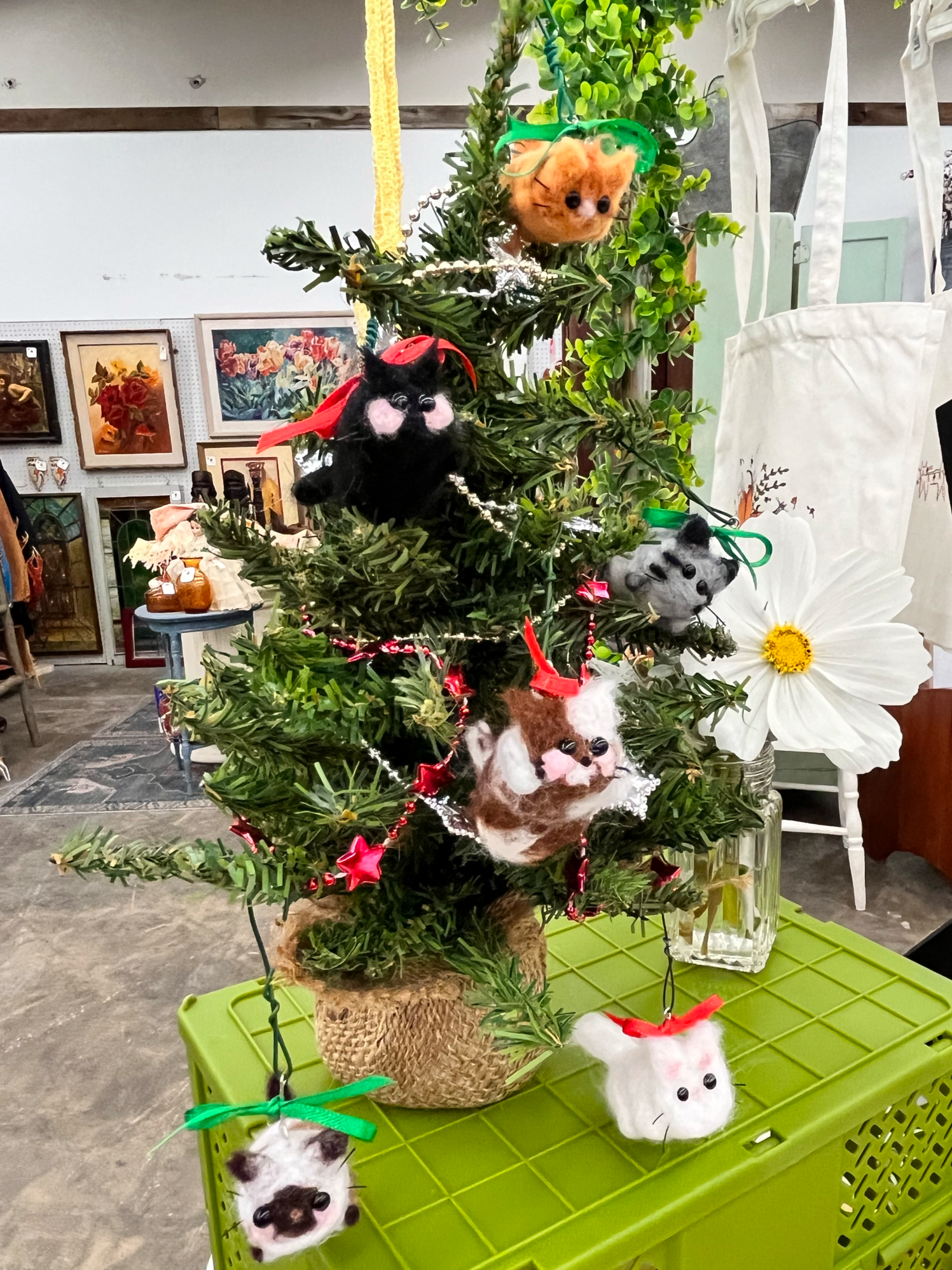 Needle Felted Kitty Cat Christmas Ornaments