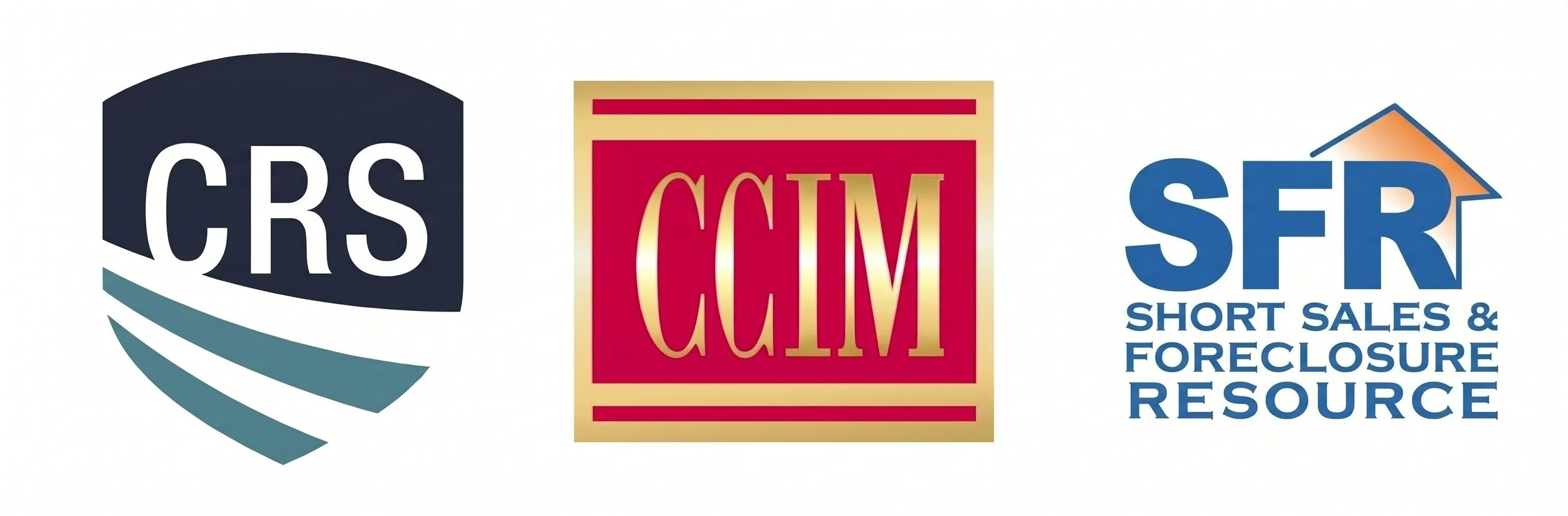Logos for CRS, CUMM, and SR Short Sales & Foreclosure Resource