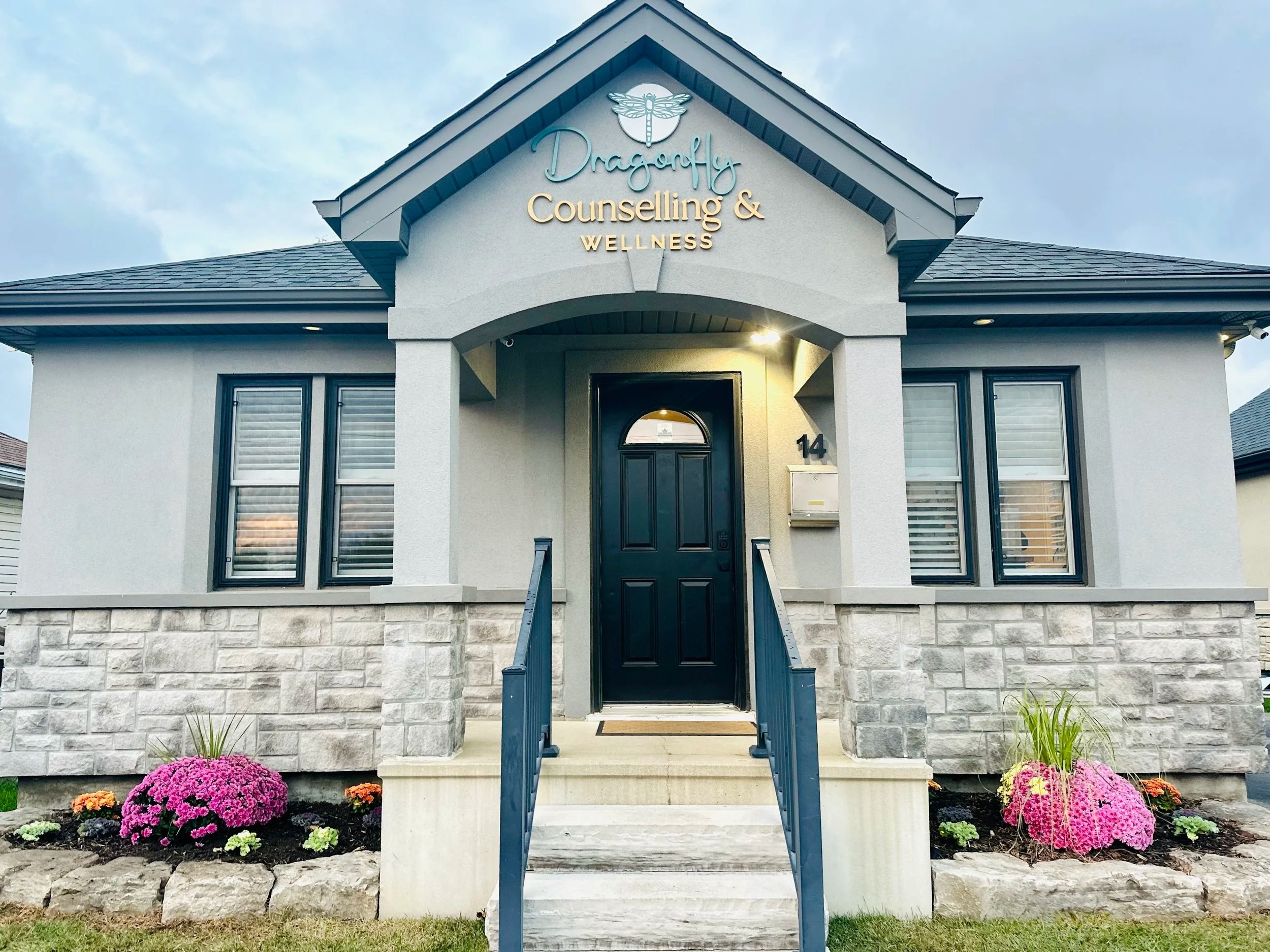 Front entrance of Dragonfly Counselling & Wellness, a counselling and therapy practice in Brantford, Ontario