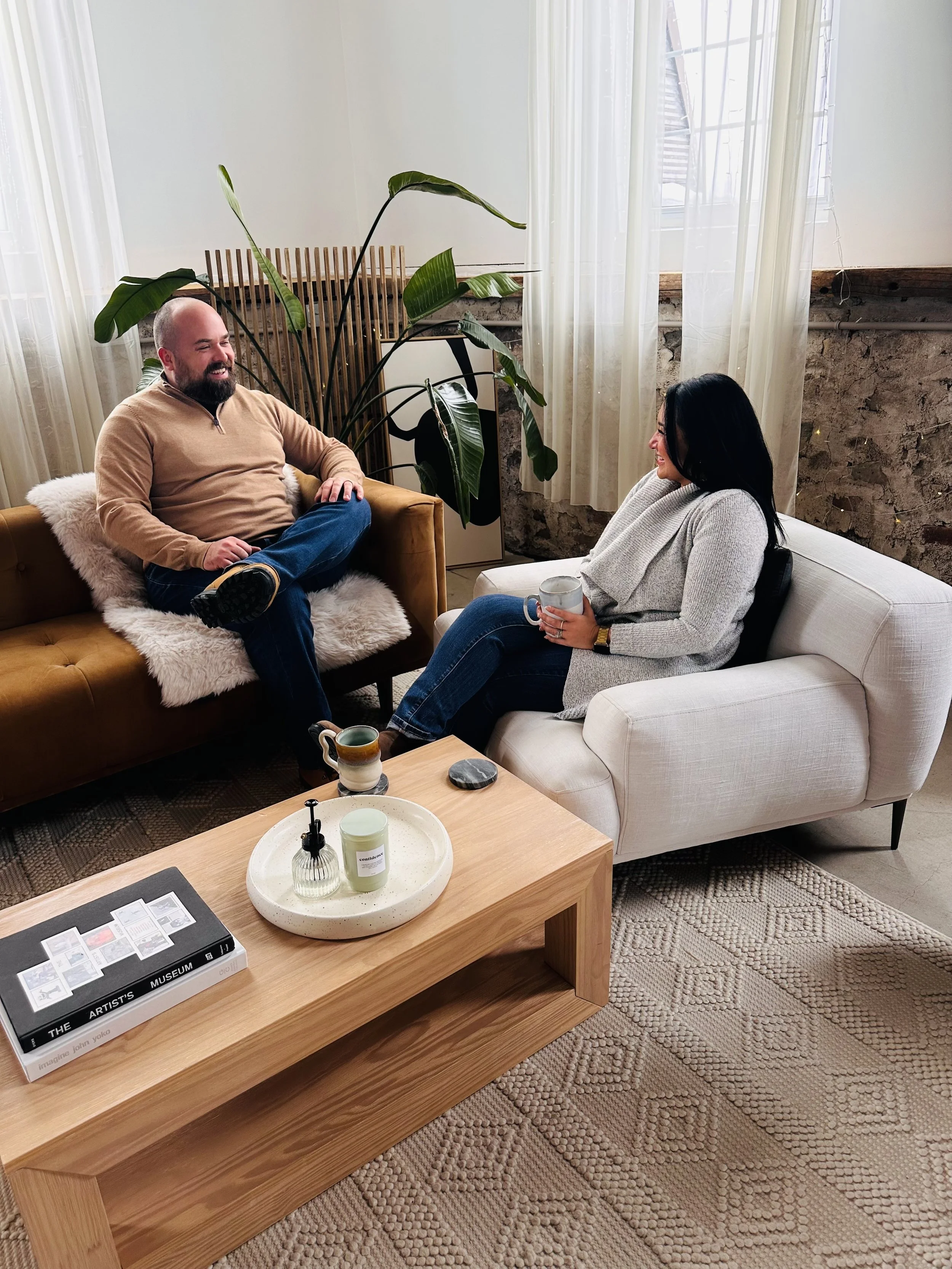 Sean Gedney, MSW, RSW, Associate Therapist, and Jenny Jonker, MSW, RSW, Clinical Director and Owner, at Dragonfly Counselling & Wellness in Brantford, Ontario
