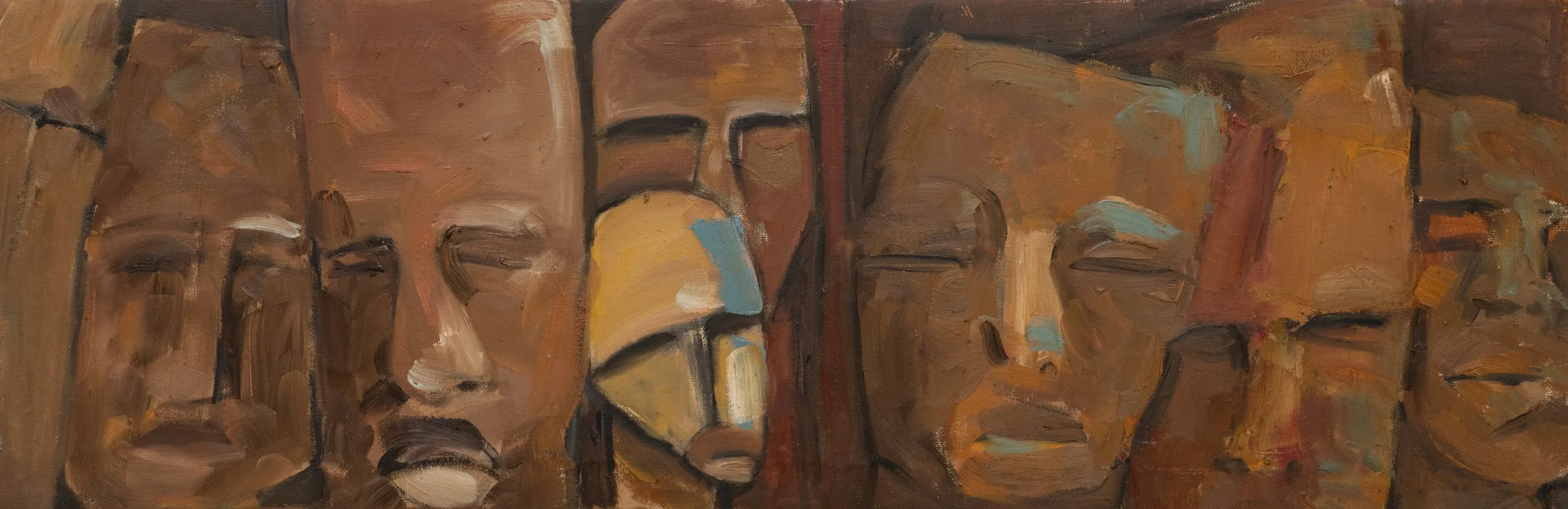 This work explores conformity, control, and the systems that shape how we think, behave, and belong. Each figure becomes another “brick”—part of a larger structure that can both protect and confine. 
