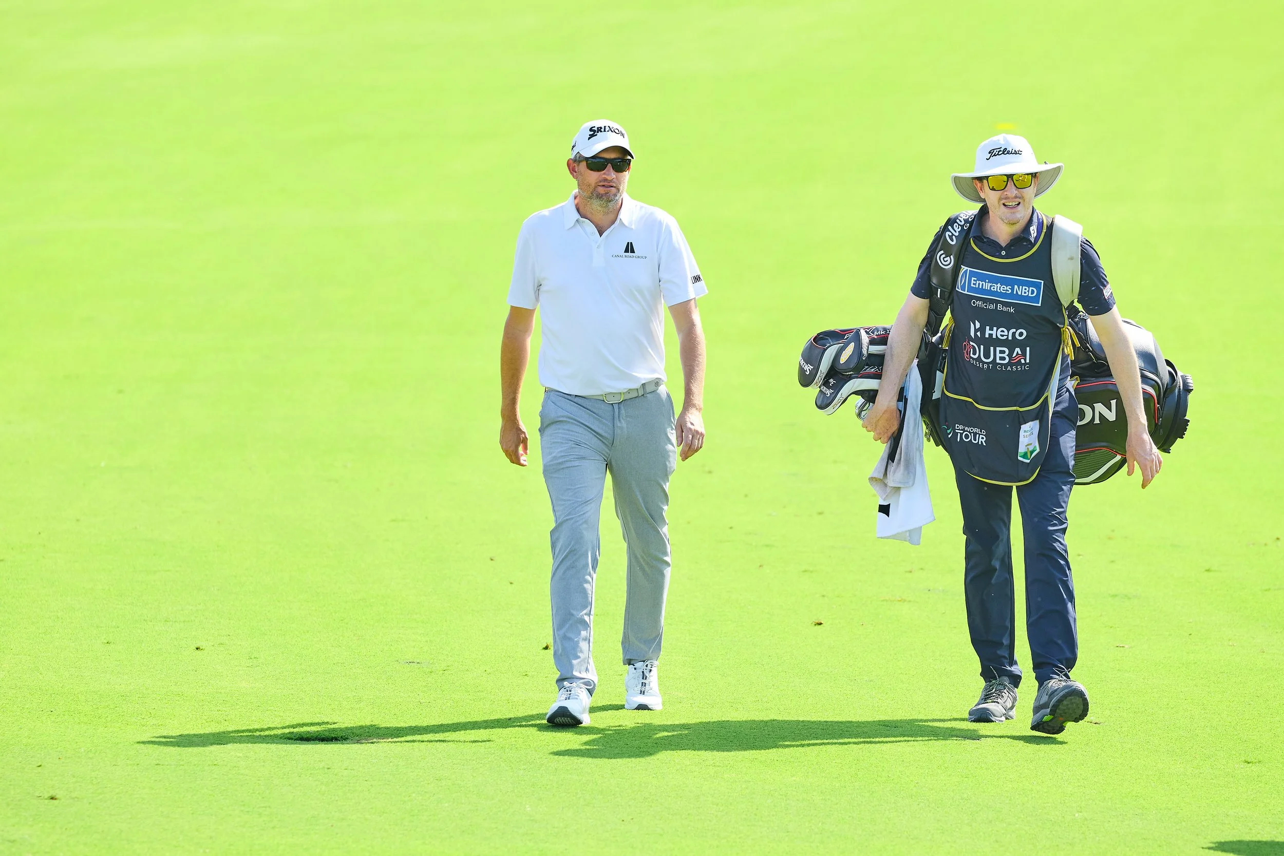 Gunner Wiebe walking during a golf tournament in Dubai