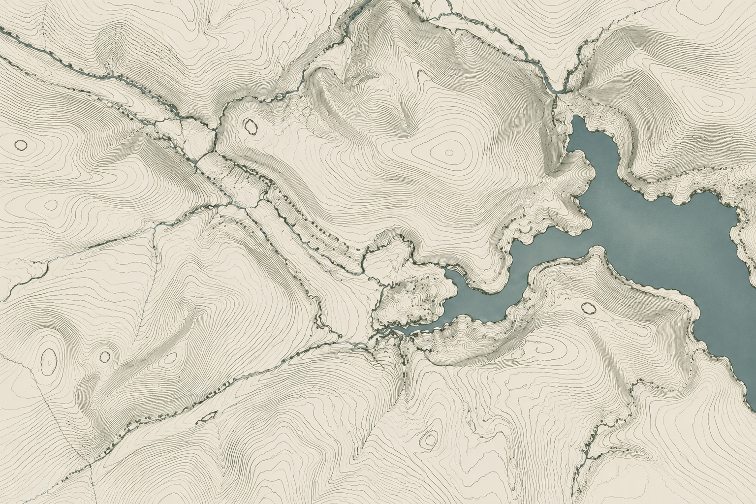 Topographic contour map illustrating golf-development terrain analysis