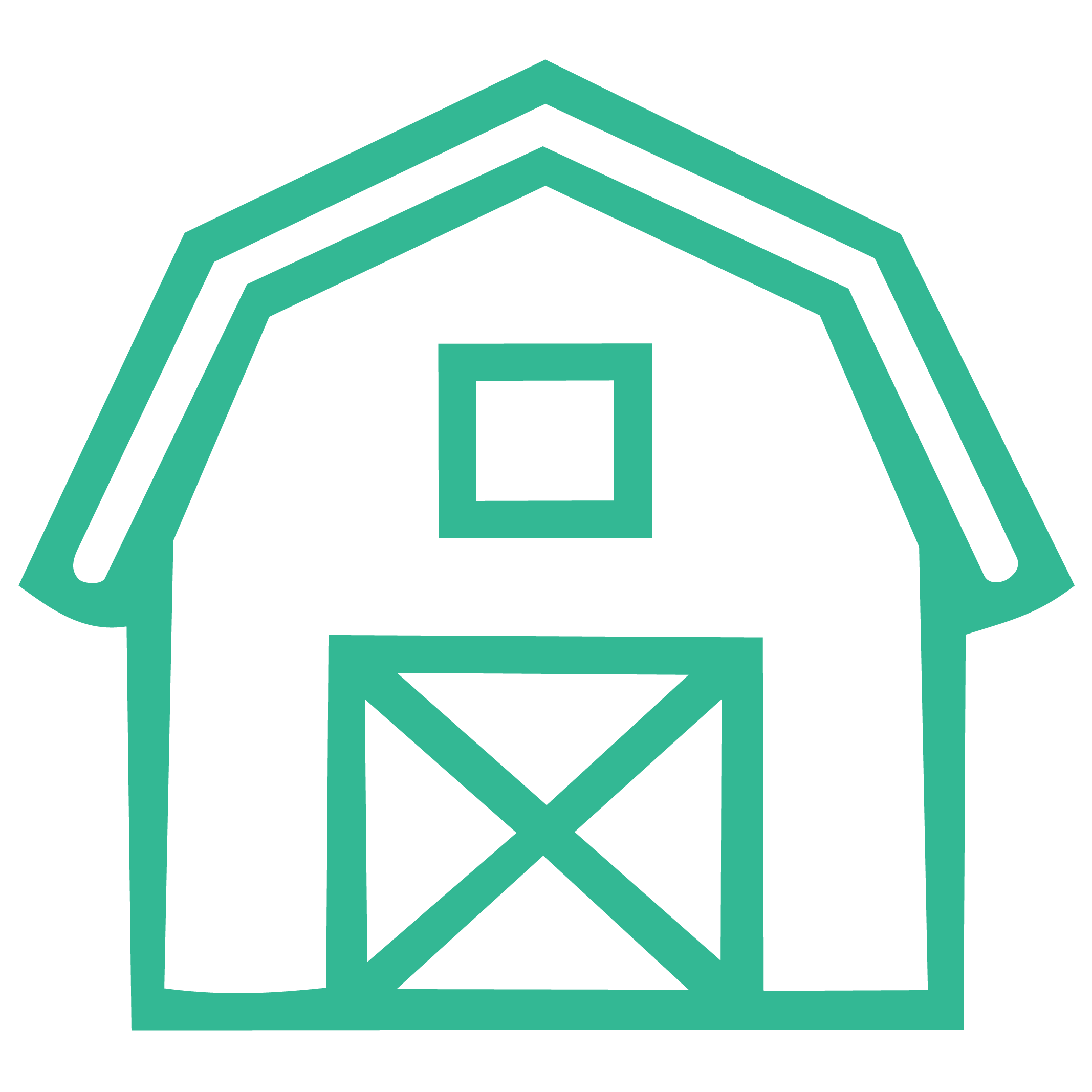 Outline illustration of a barn