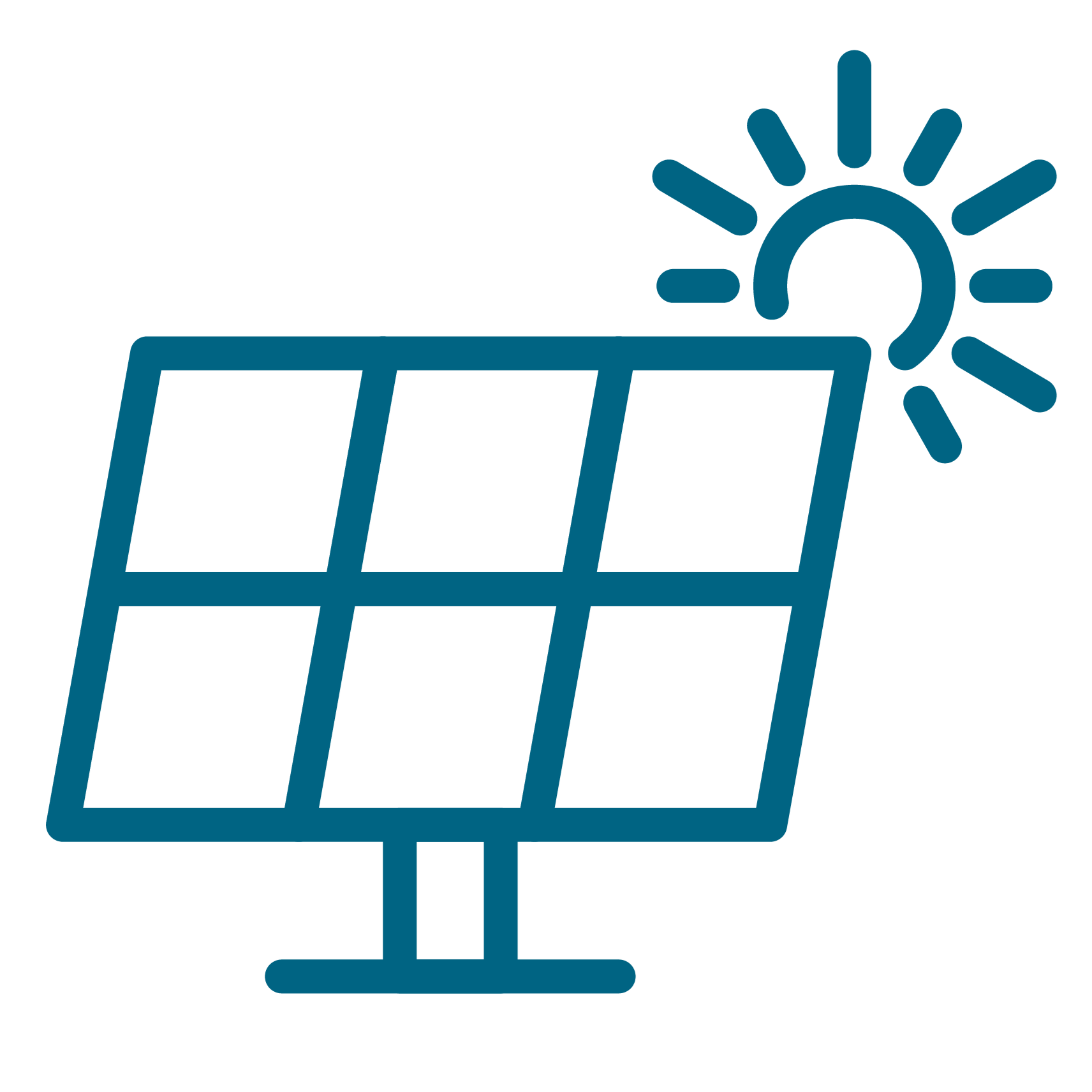 Illustration of a solar panel with a sun shining above.