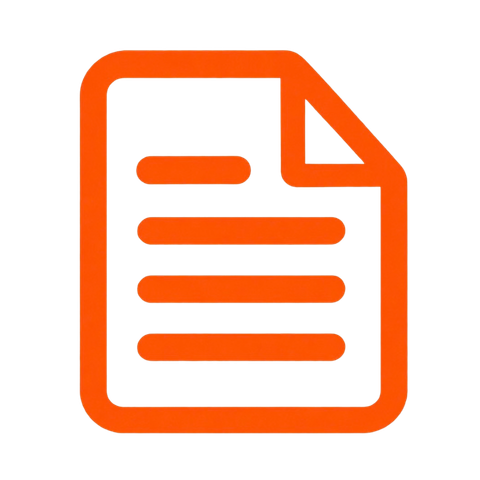 Orange document icon with horizontal text lines