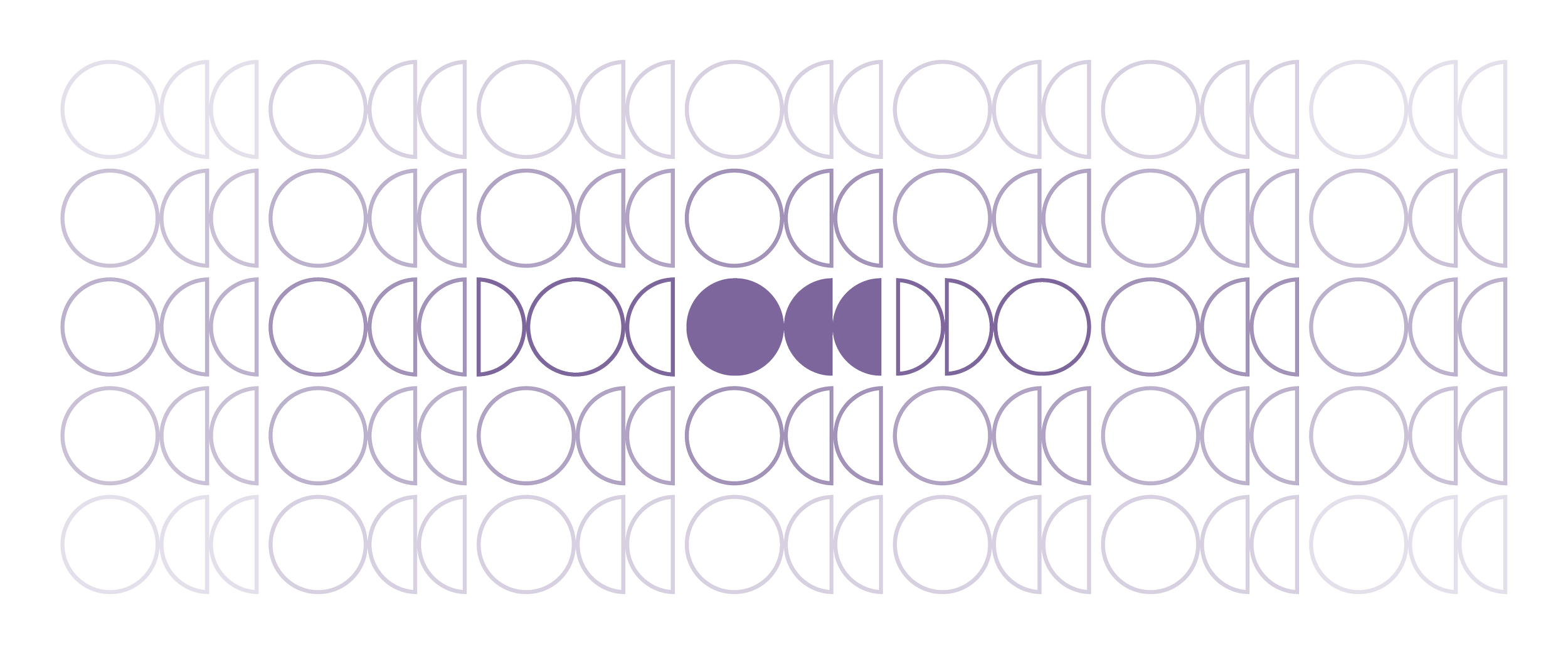 Et lavendel, geometrisk design med sirkler og rette linjer på mørk lavendel bakgrunn.