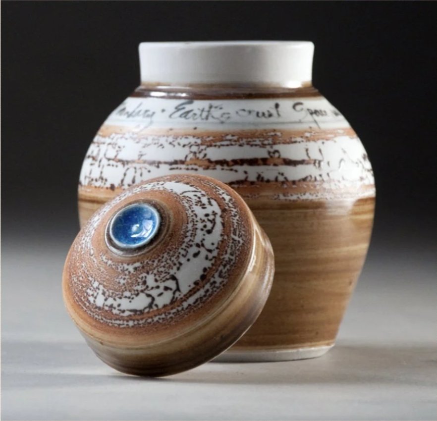 a ceramic vase on display