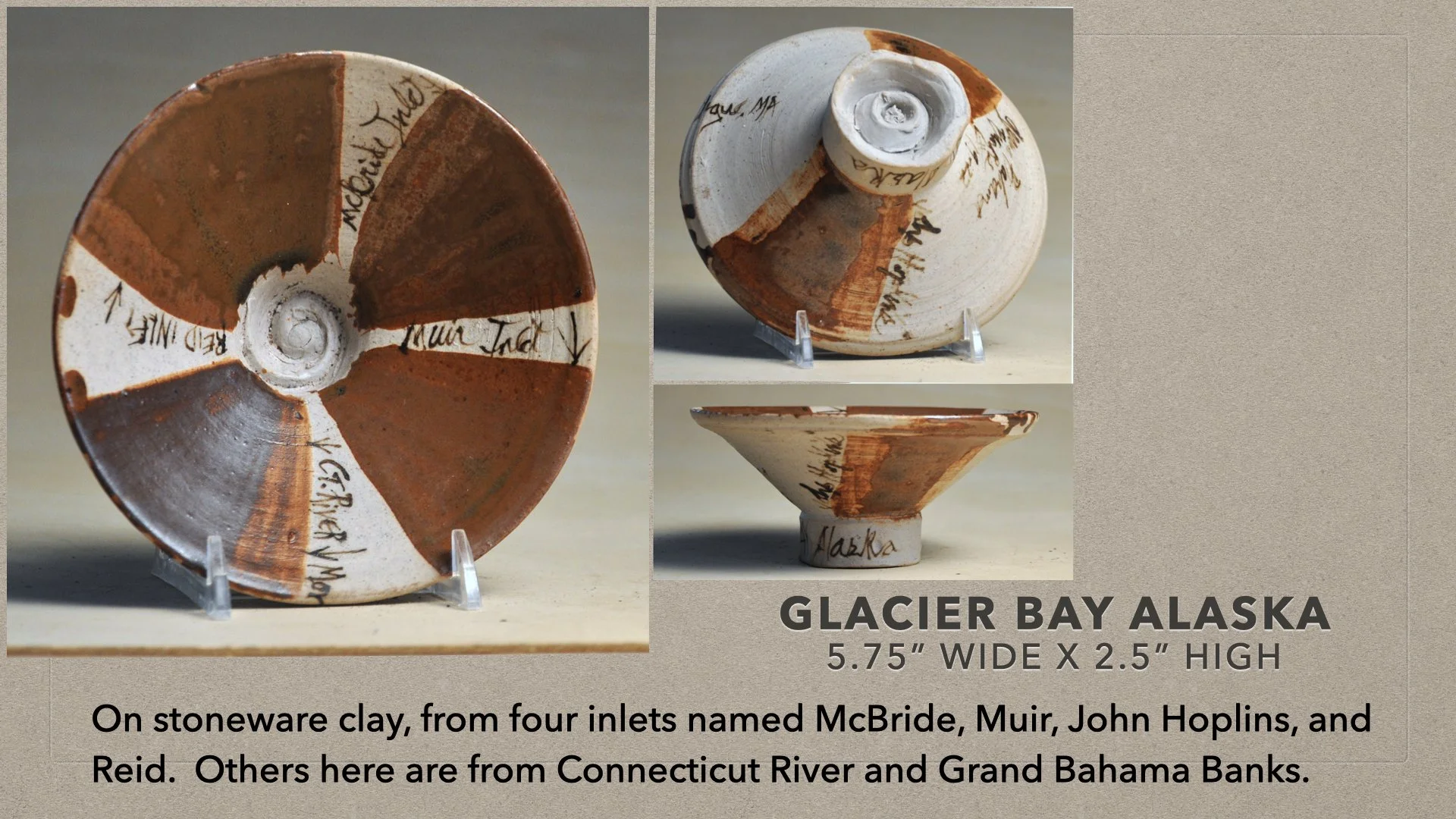Inlets of Glacier Bay, Alaska, Grand Bahama Bank and Connecticut River