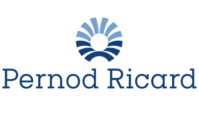 Pernod Ricard logo with a stylized blue circular symbol and company name underneath.