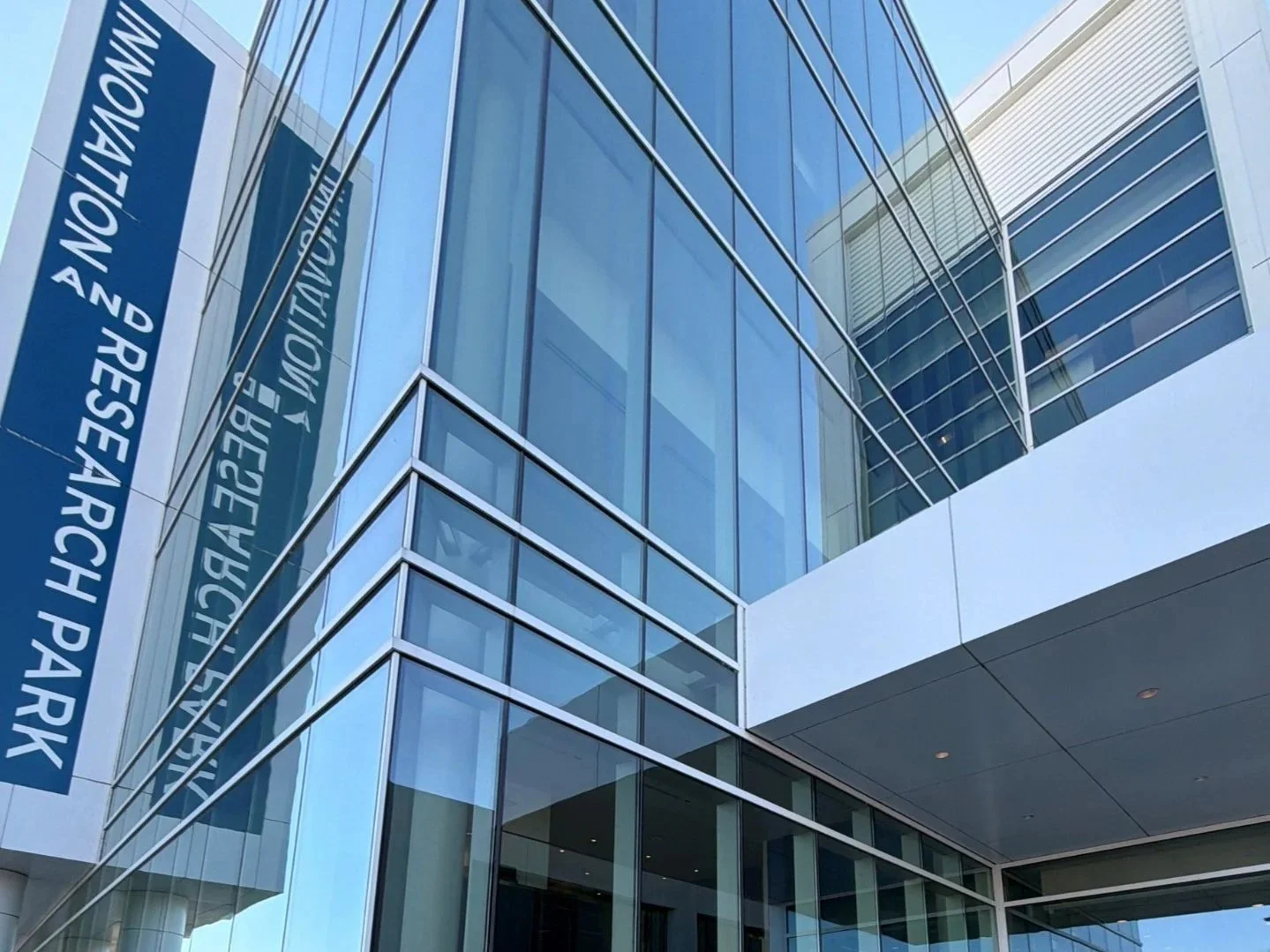 Business building displaying the words "Innovation and Research Park"