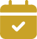 A yellow package with a black checkmark symbol on it.