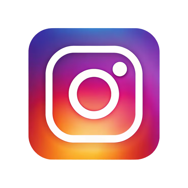 Instagram app icon with a white camera outline on a colorful gradient background.