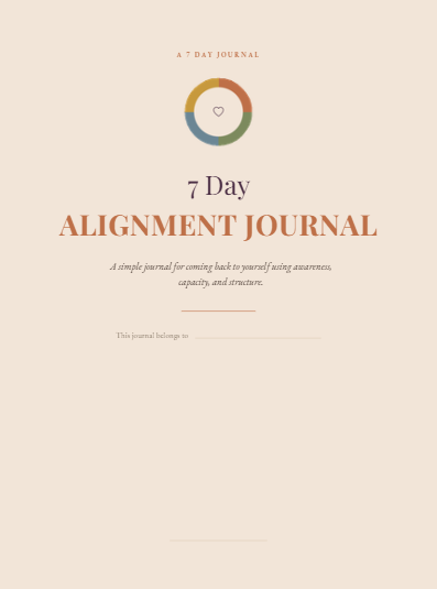 Cover page of a 7-day alignment journal free for discovery. human design and alignment. soul heart energy