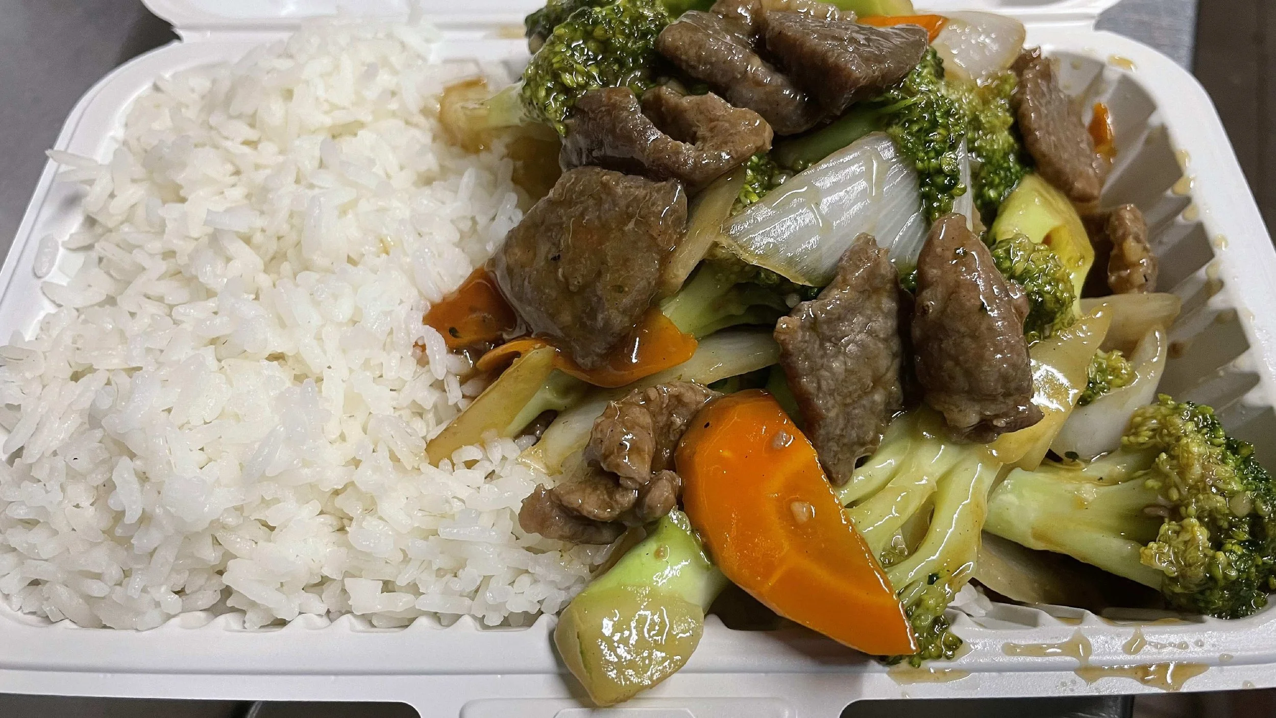 Beef & Broccoli On White Rice