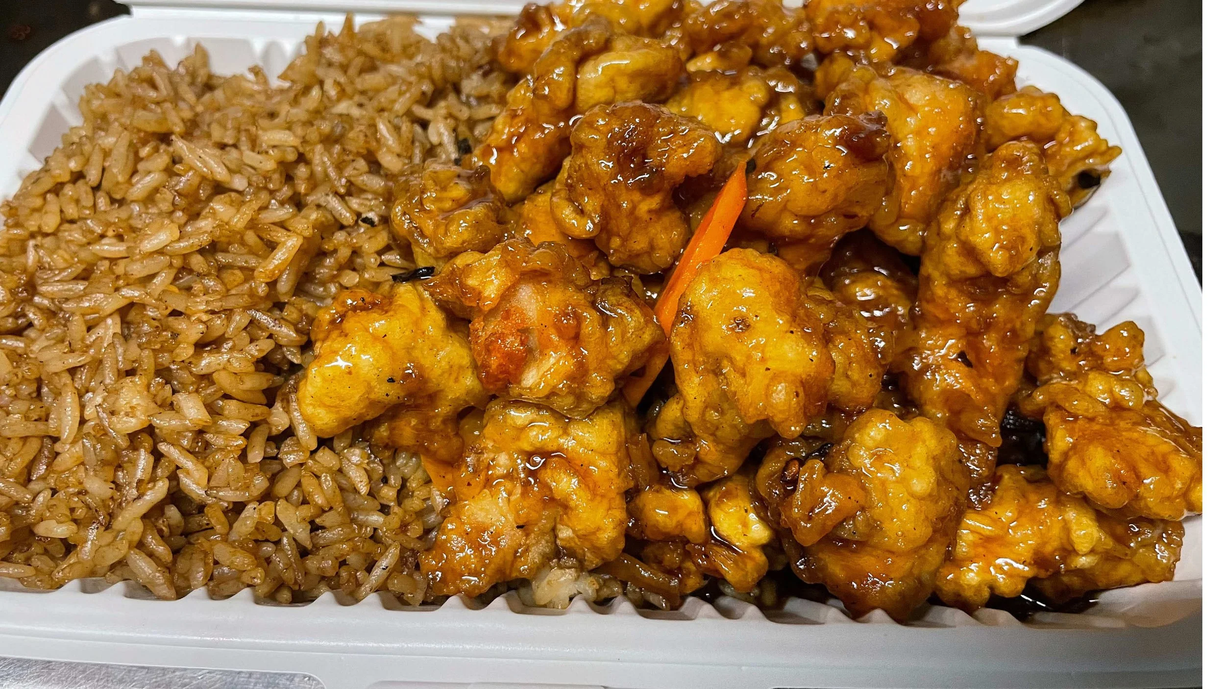 Honey Garlic Chicken on Fried Rice