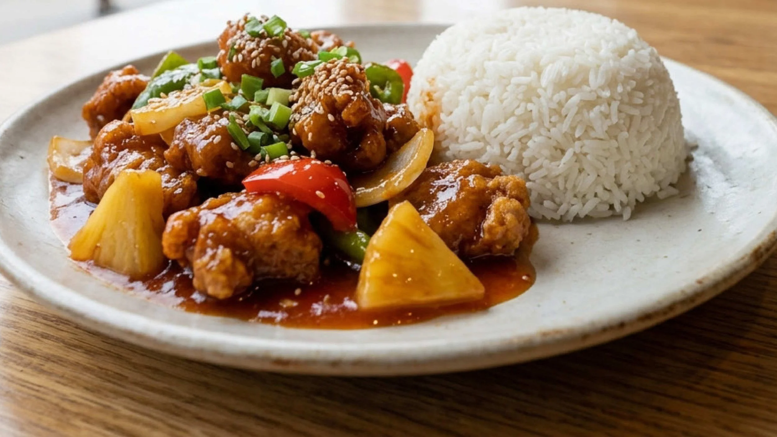 Sweet & Sour Chicken On White Rice