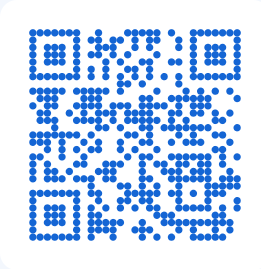 Blue QR code on a white background