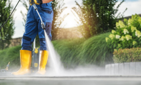 Concrete pressure washing for a driveway