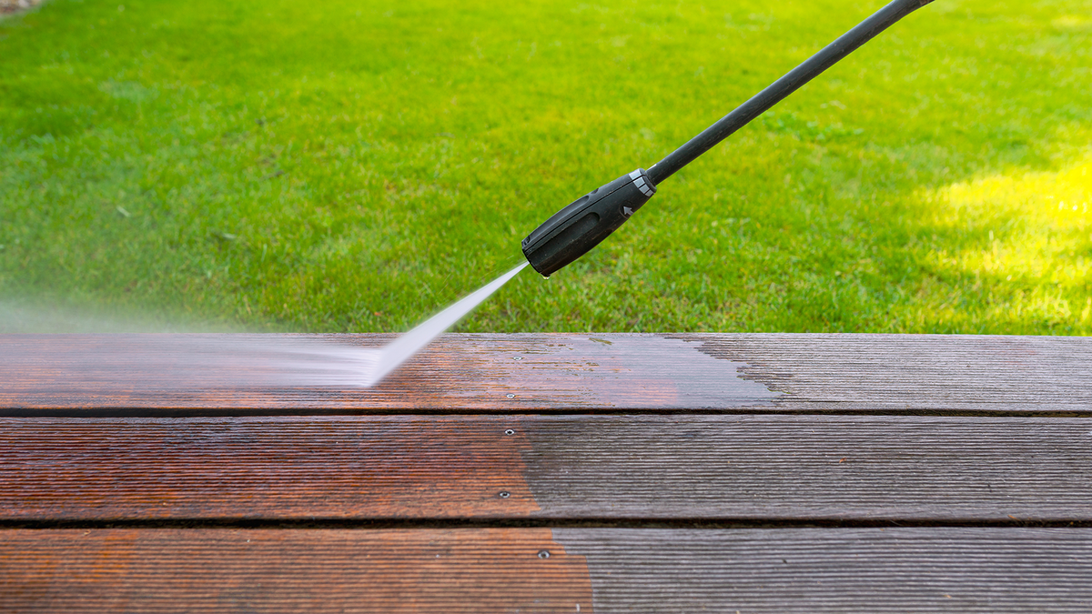 Clean exterior surface after pressure washing