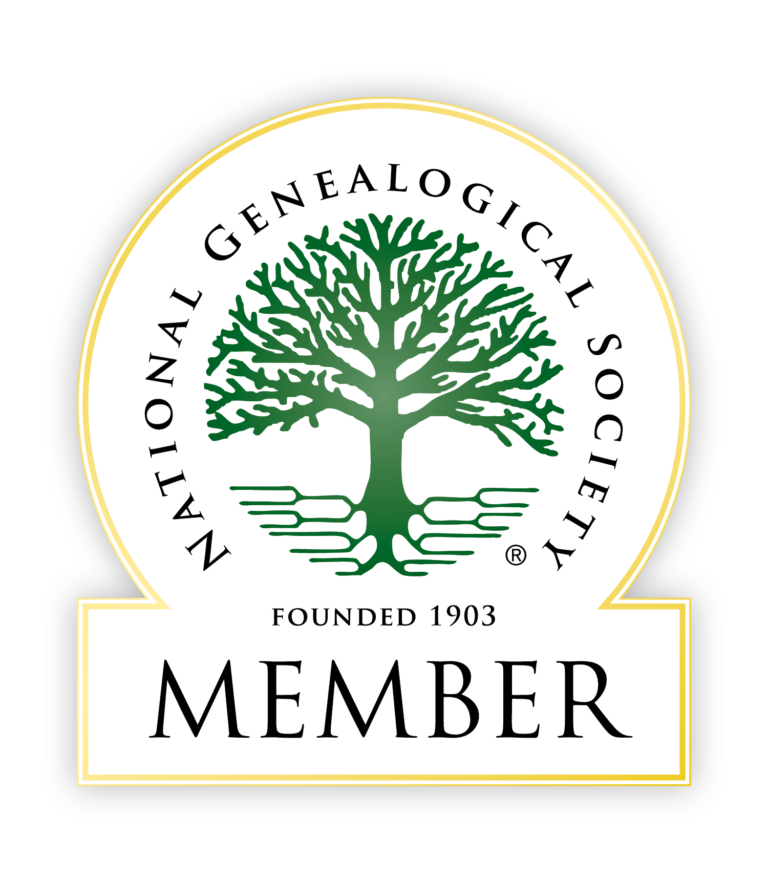 National Genealogical Society (NGS) Member logo – genealogy research. © Butterworth Research
