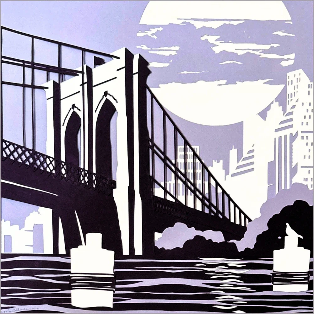Brooklyn Bridge at Night Papercut Art