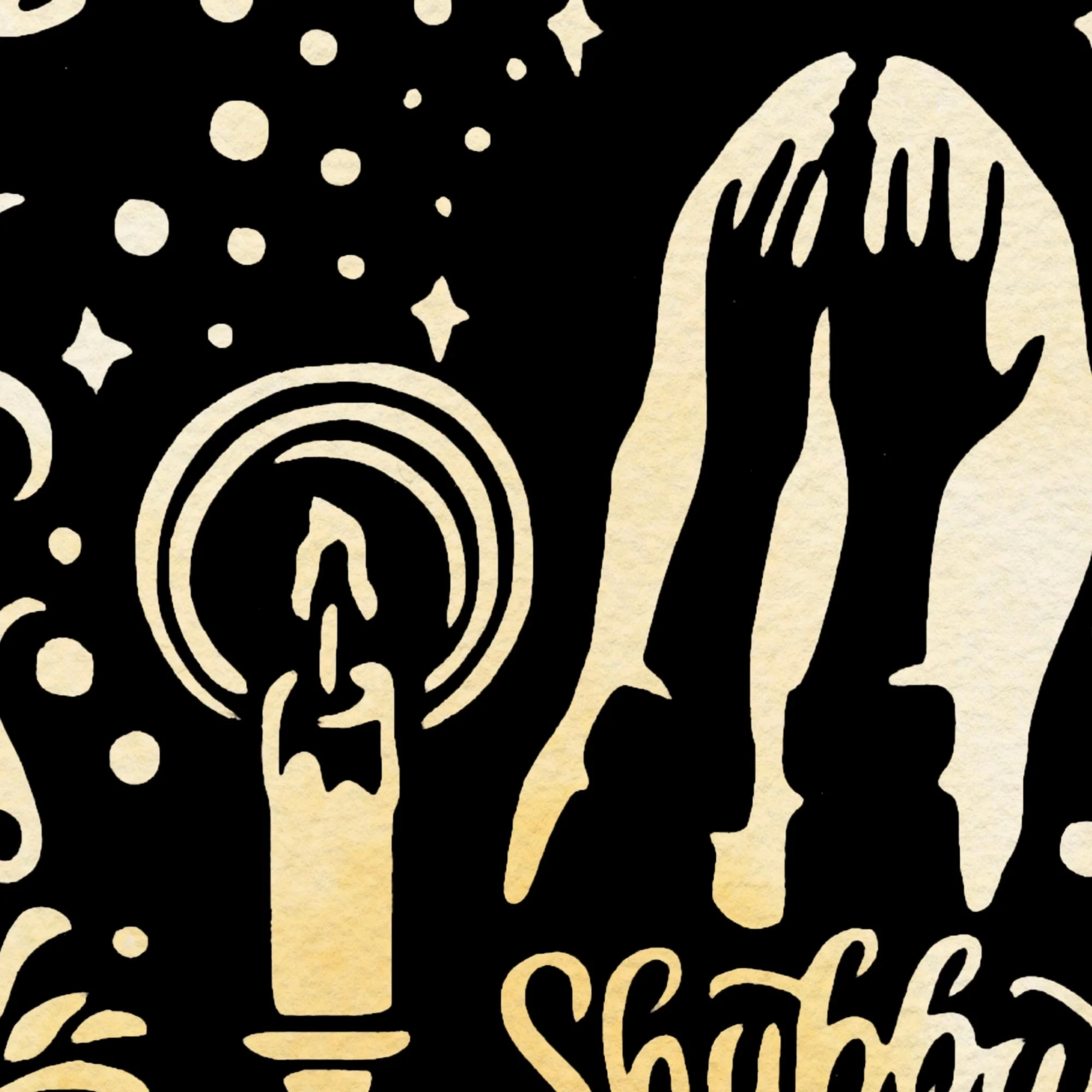 Shabbat Shalom Gold close up
