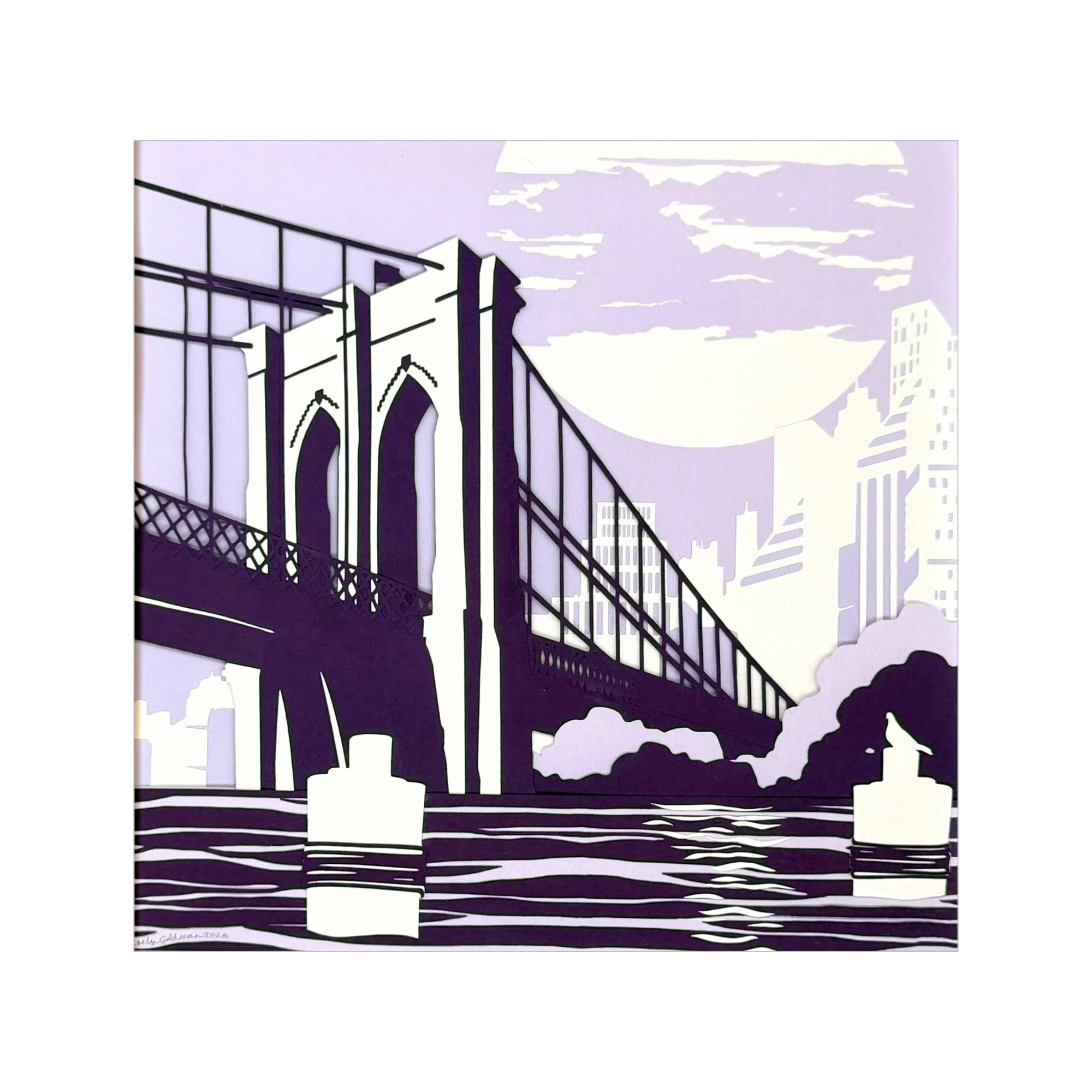 Purple-Tone Brooklyn Bridge Artwork