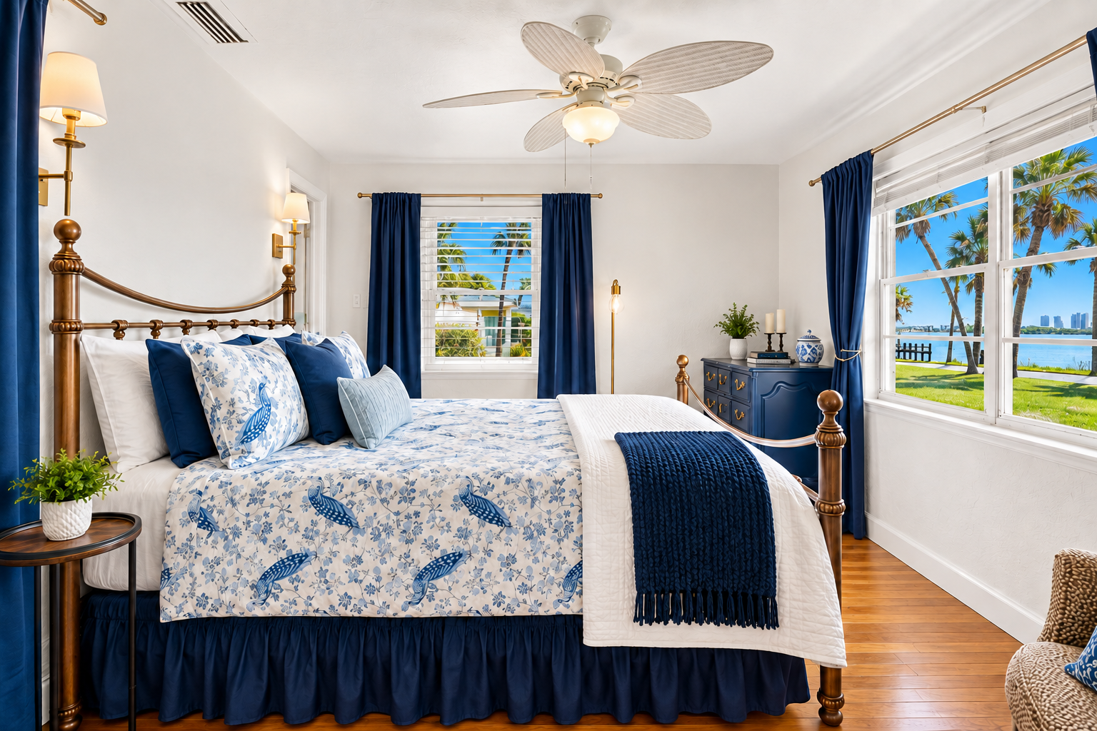 Luxury real estate photography of a modern bedroom in Orlando, Florida by Palm & Key Media