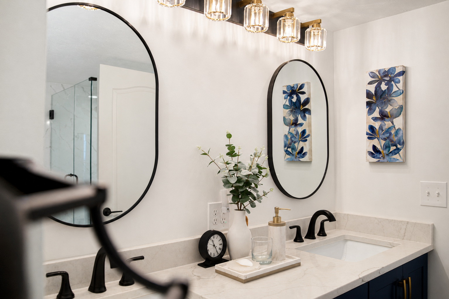 Luxury real estate photography of a modern bathroom in Orlando, Florida by Palm & Key Media