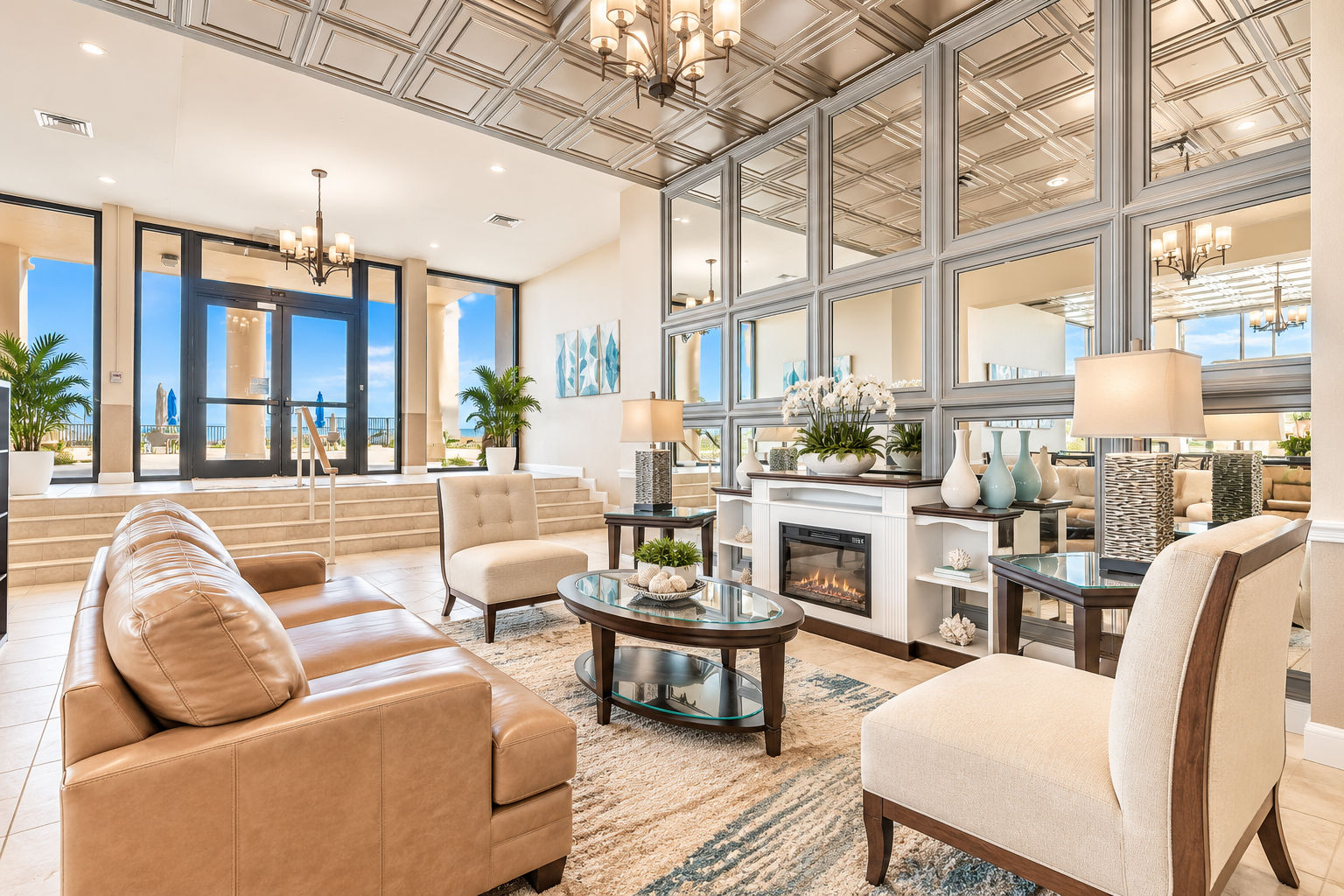 Luxury real estate photography of a modern living room in Orlando, Florida by Palm & Key Media