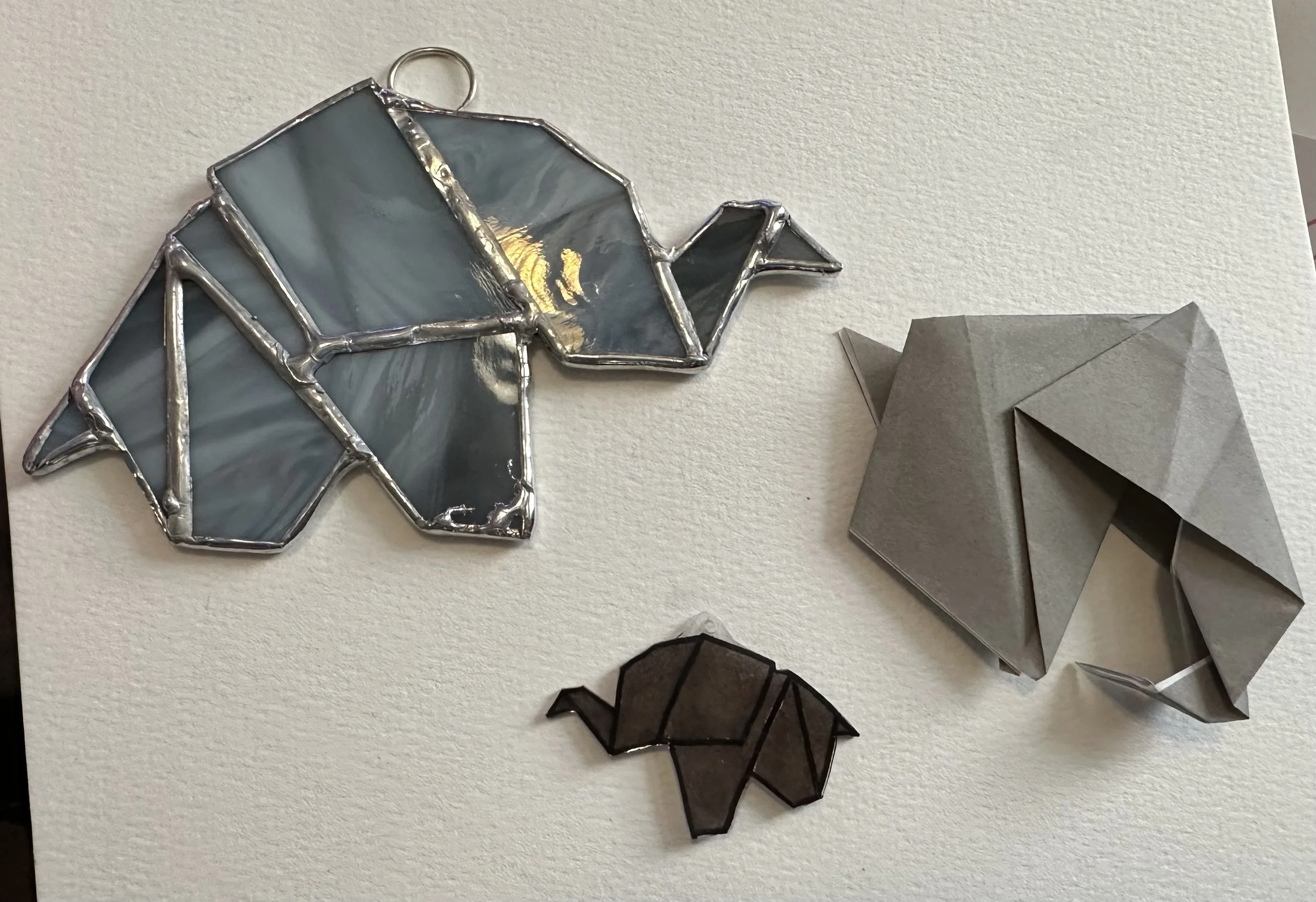 Stained Glass Elephant Origami Suncatcher
