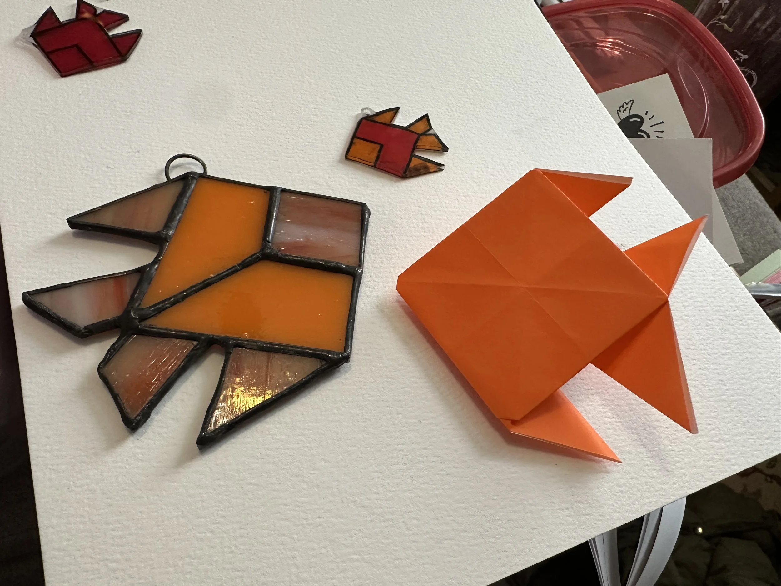 Stained Glass Origami Gold Fish