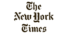 The logo of The New York Times in black text