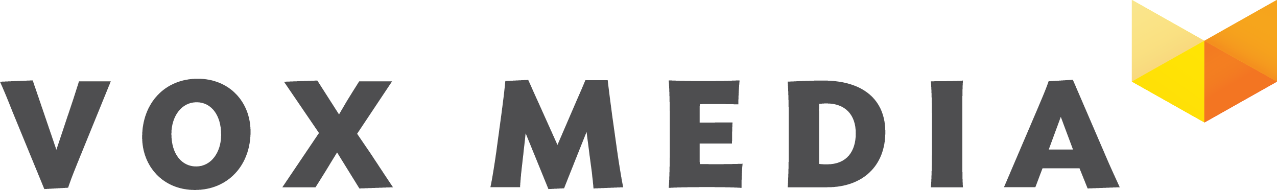 Vox Media logo with stylized orange and yellow cube to the right of the black text