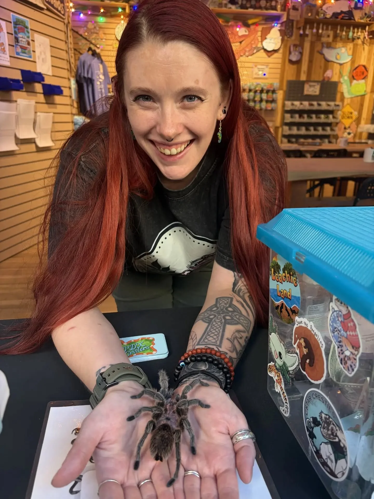 Today was the best day ever! I got to hold a tarantula for the first time ever!! @pdxcritters and I collaborated for an event at @theportlandaquarium today. We had a wide variety of reptiles and cute little Tiramisu the tarantula. 

I have always bee