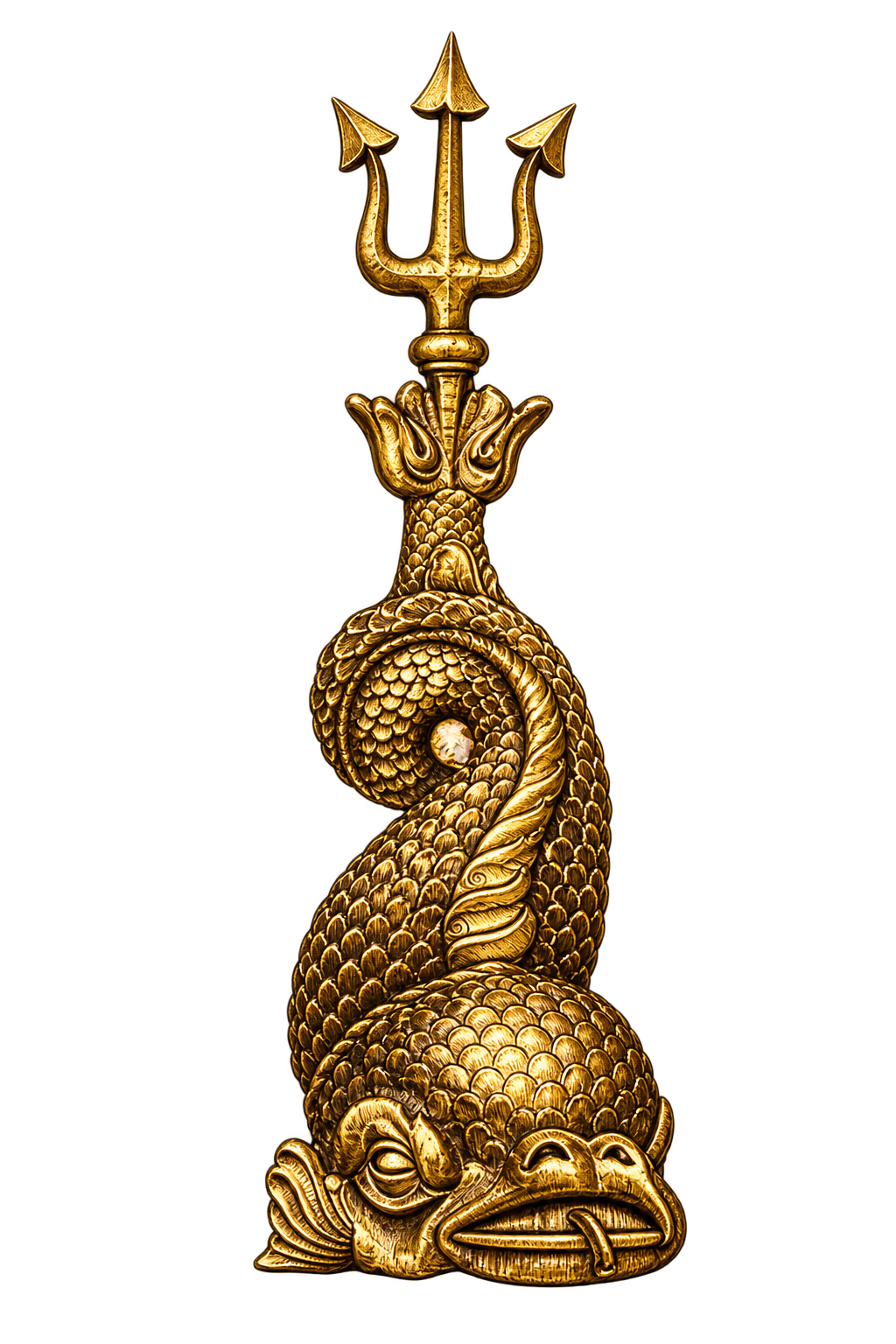 Emblème doré du Domaine Remond, dauphin et trident.